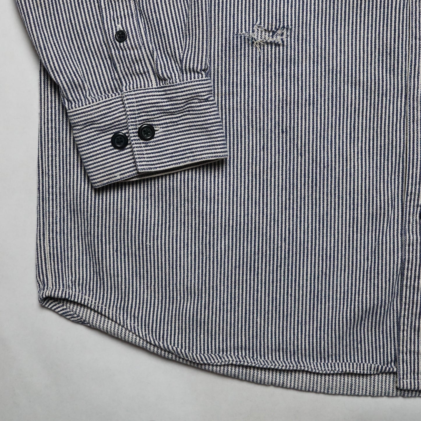 1990s Key Hickory Stripe Over Shirt Size: L