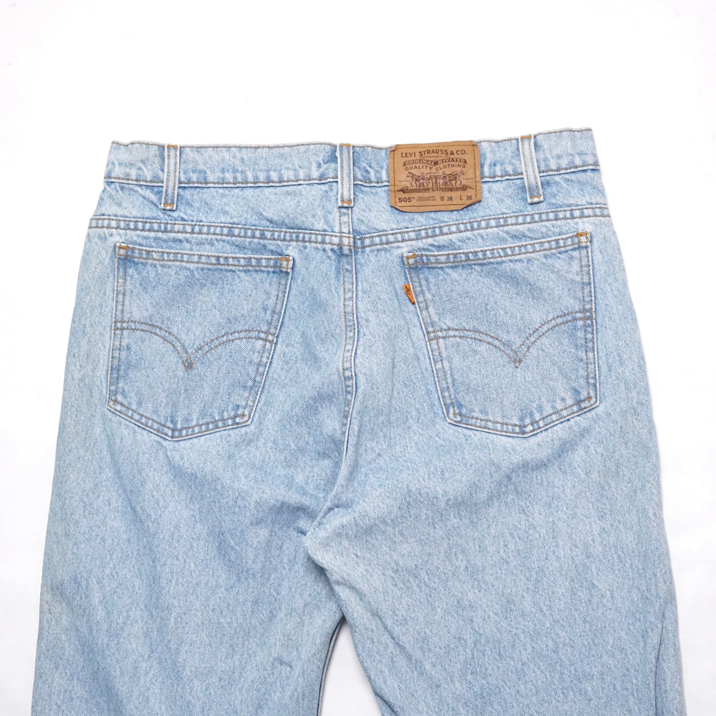 1990s Levi 505 Orange Tab "Light Wash" Size: 35W/37L