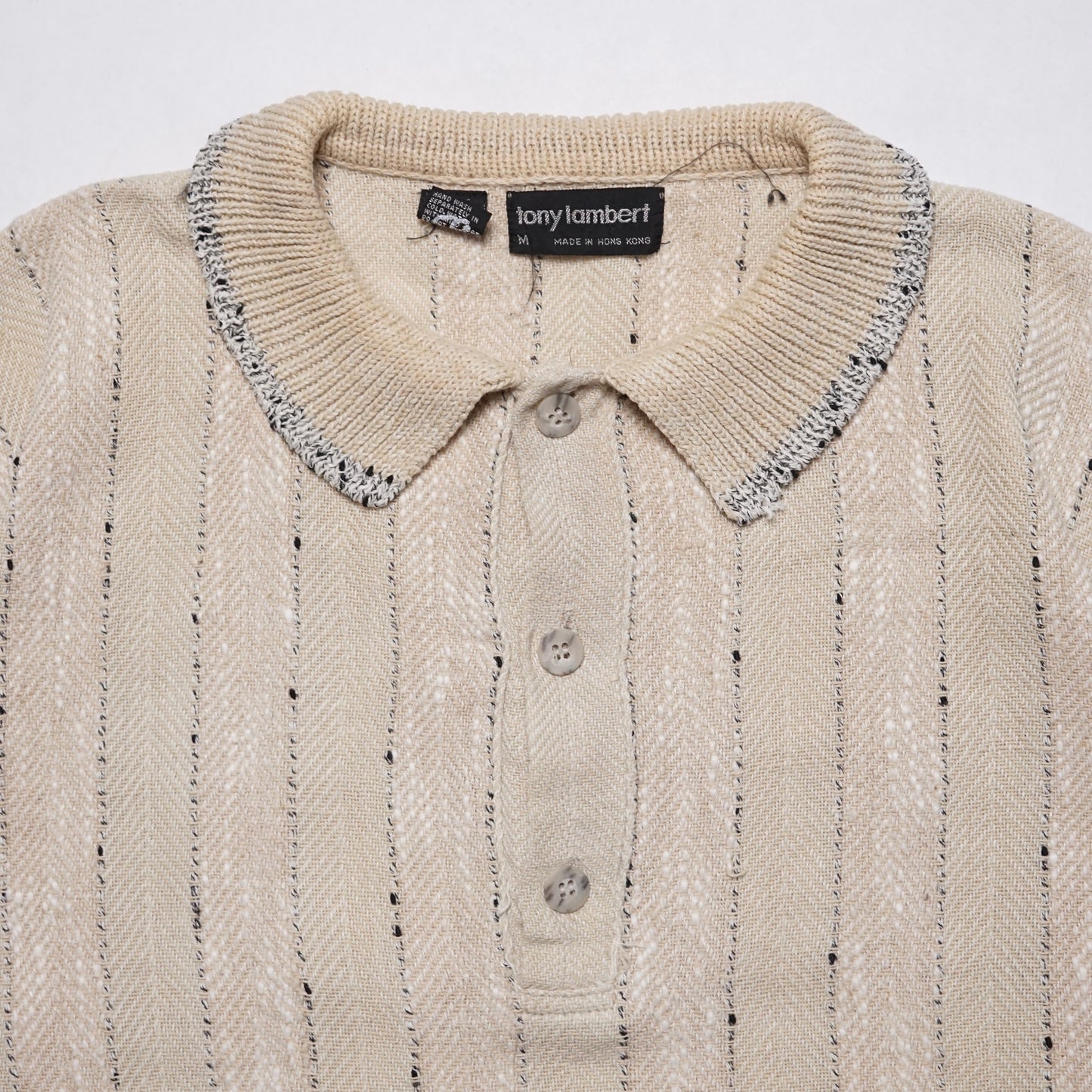 1980s Knit Polo "Cream" Size: L