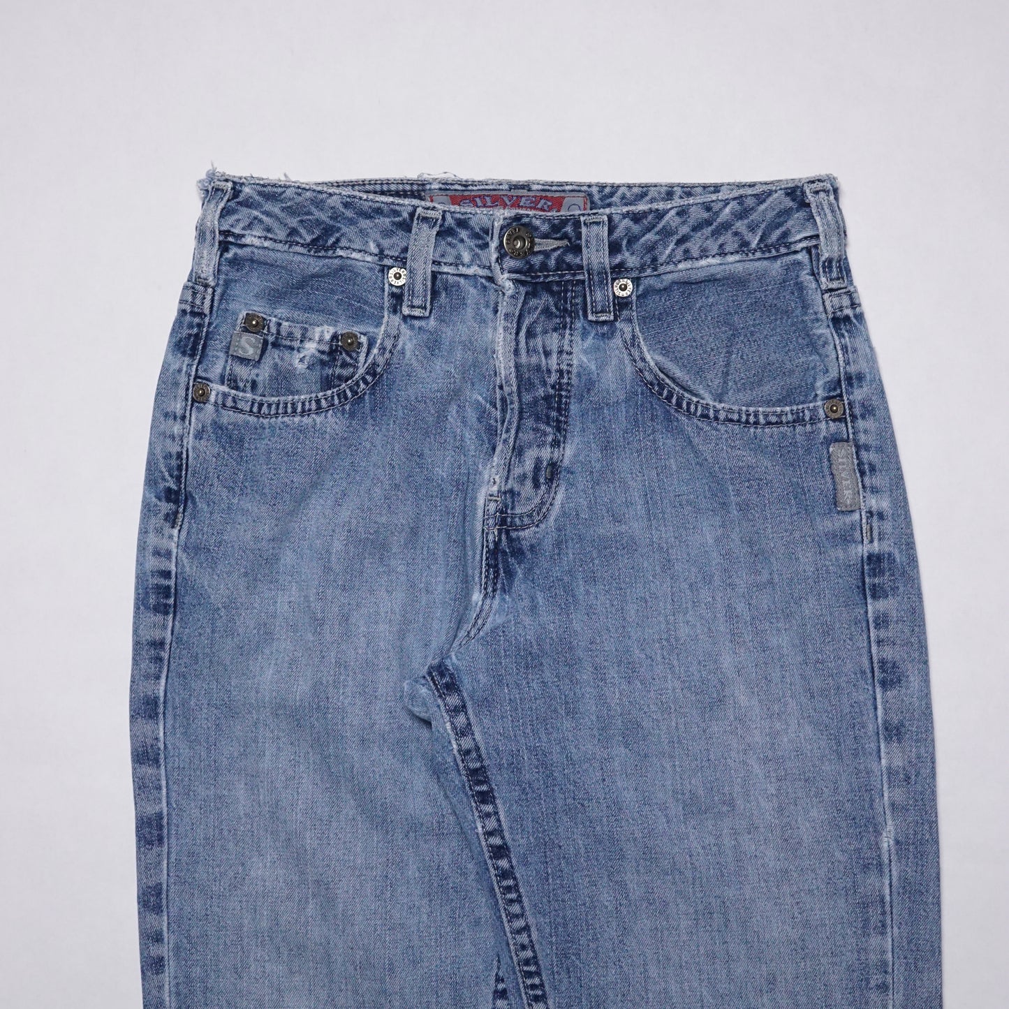 1990s Silver Denim "Stone" Size: 26W/32L