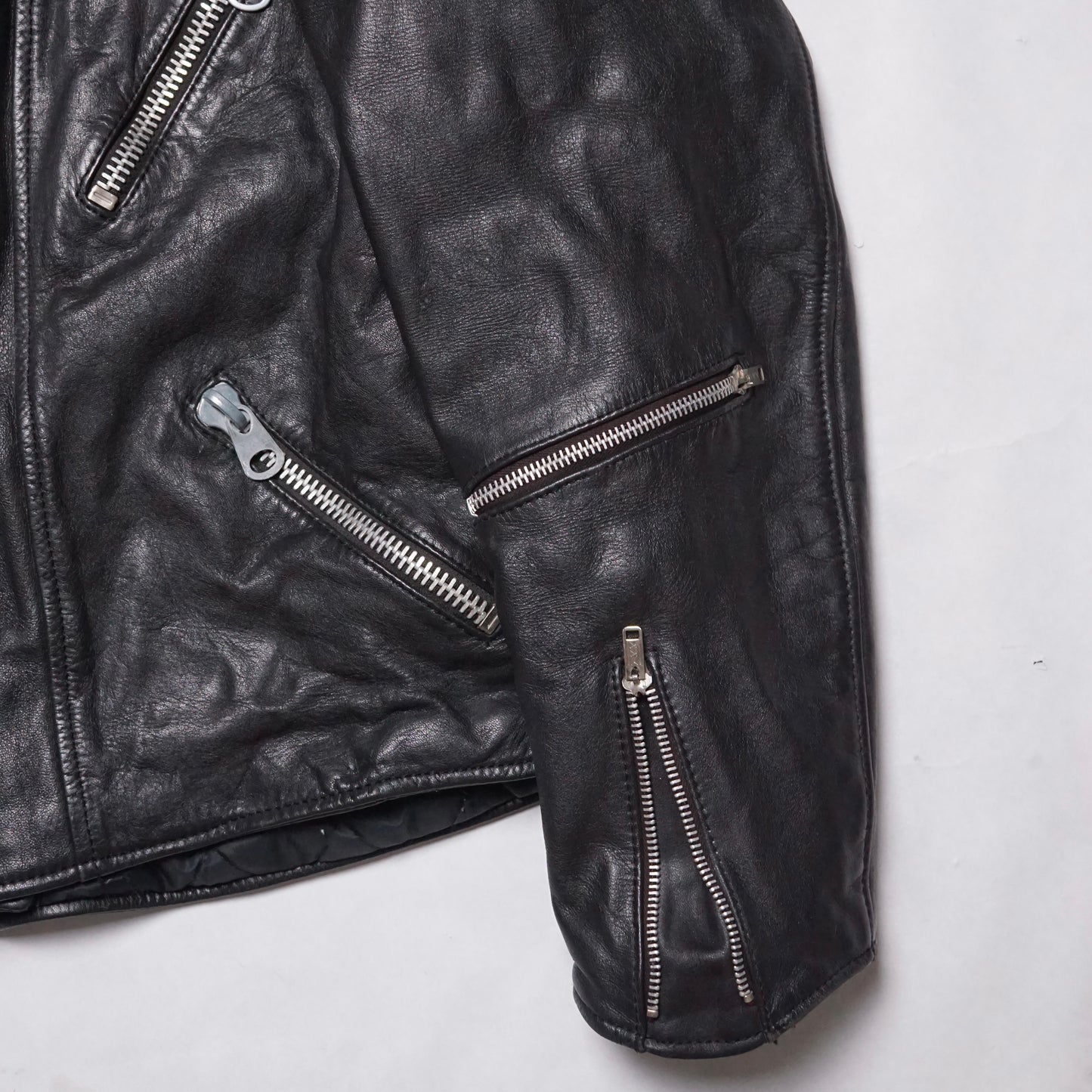 1980s Motorcycle Leather Jacket "Black" Size: S