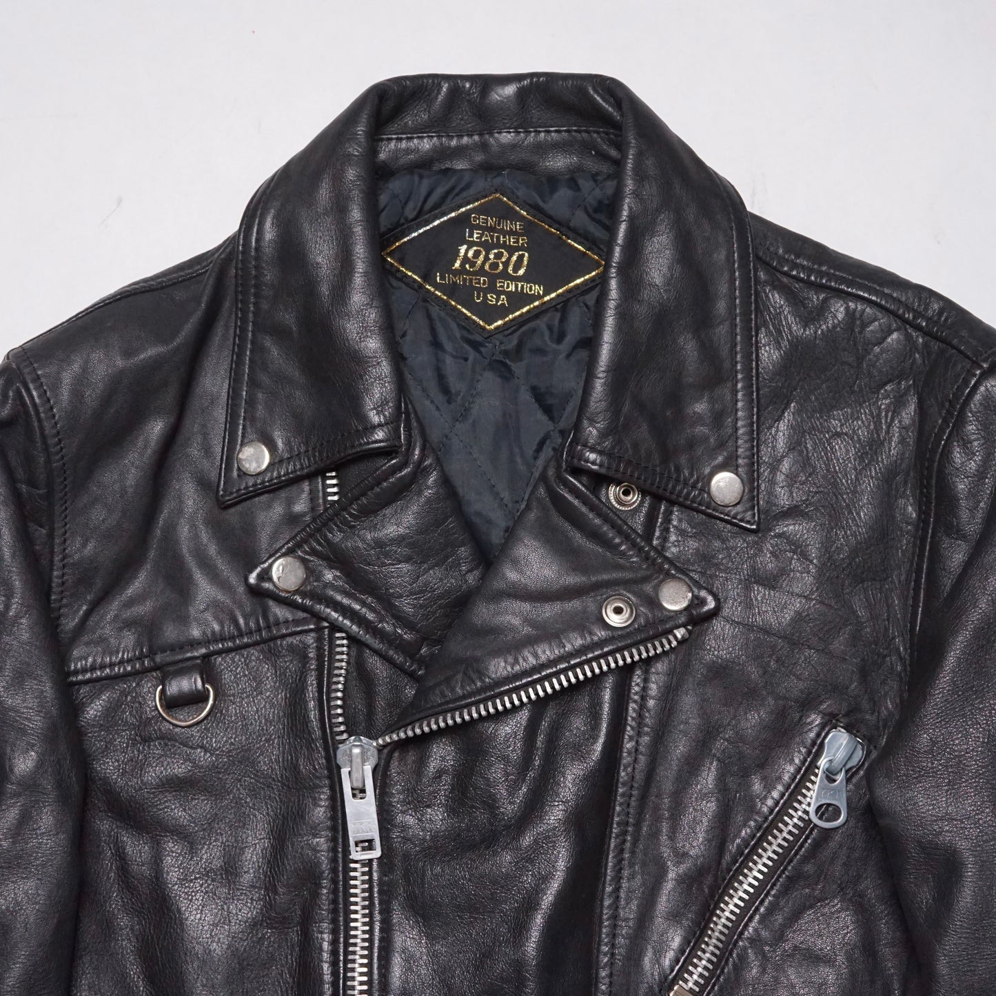 1980s Motorcycle Leather Jacket "Black" Size: S