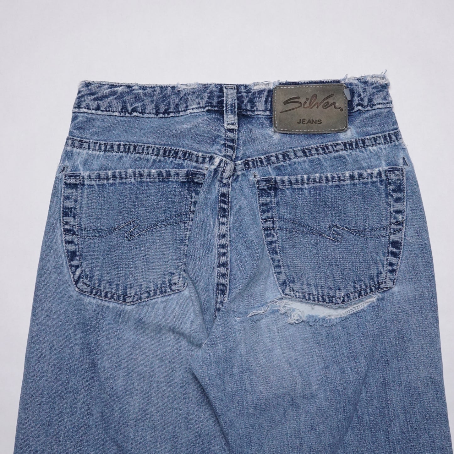 1990s Silver Denim "Stone" Size: 26W/32L