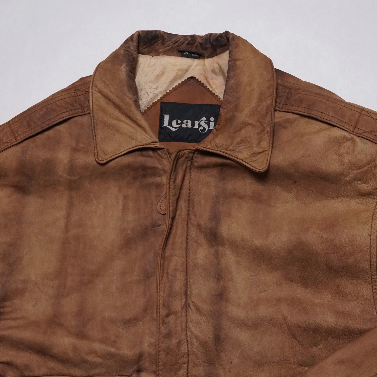 1980s Leather Bomber Jacket “Brown” Size: M