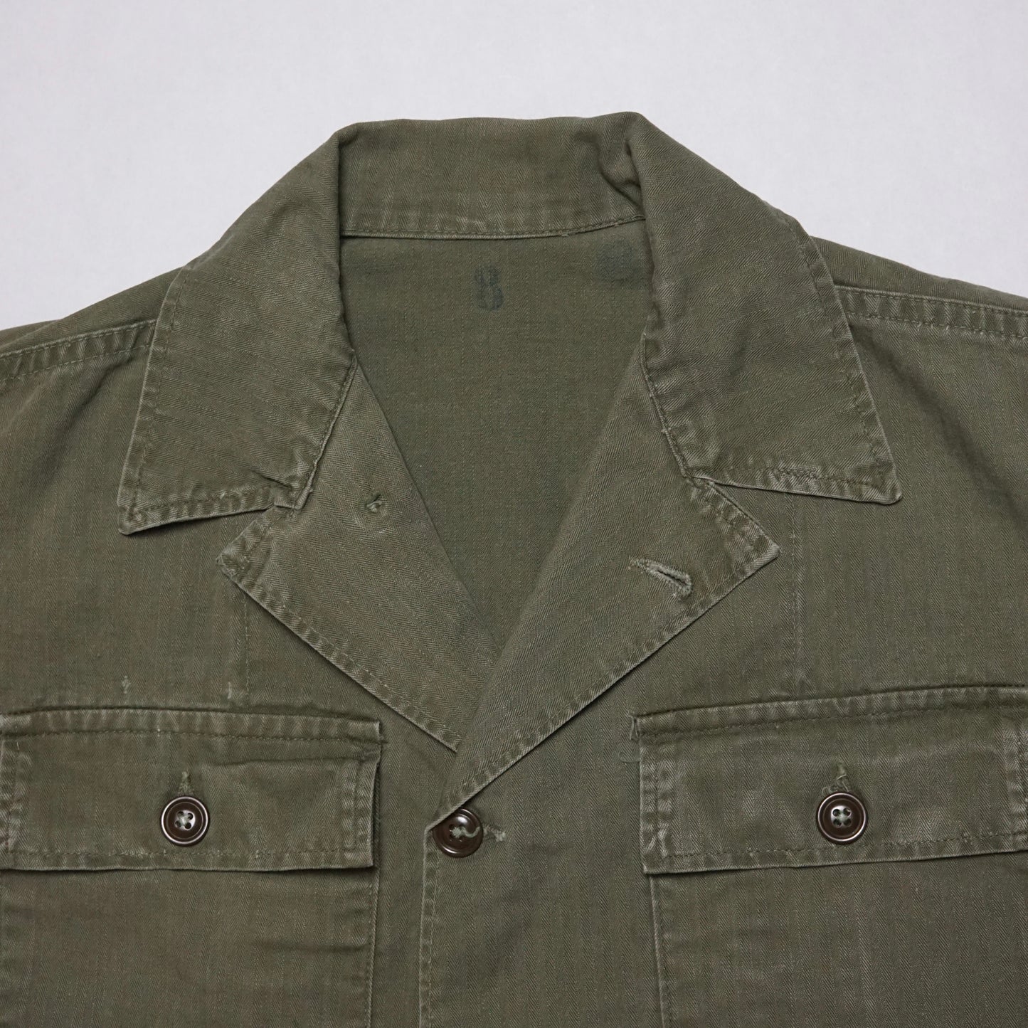 1960s Military Herringbone Twill Over Shirt Size: M/L