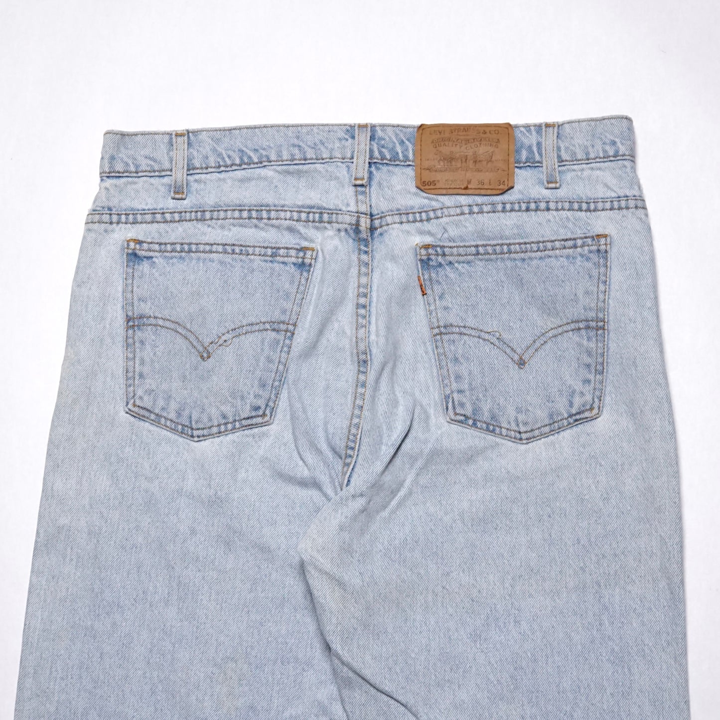 1990s Levi 505 Orange Tab "Light Wash" Size: 35W/32L