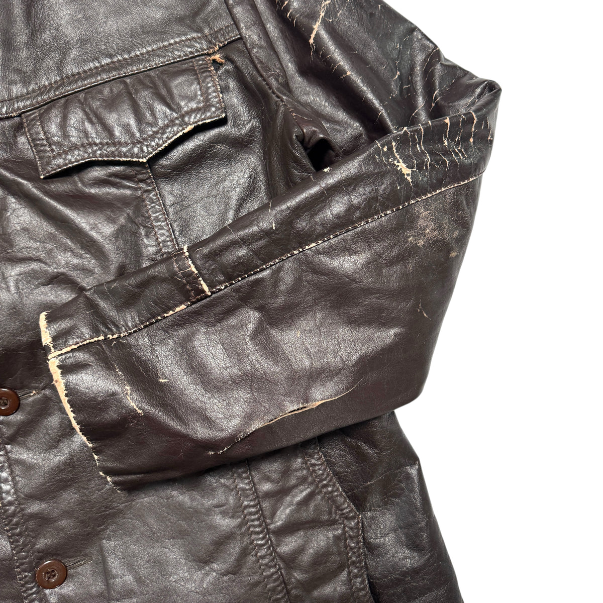 1970s Leather Jacket "Distressed" Size: M