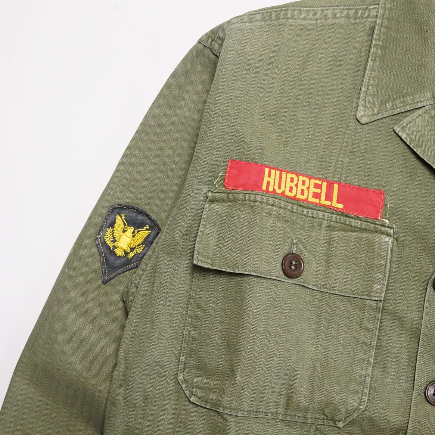 1950s Military Herringbone Twill Over Shirt Size: M/L