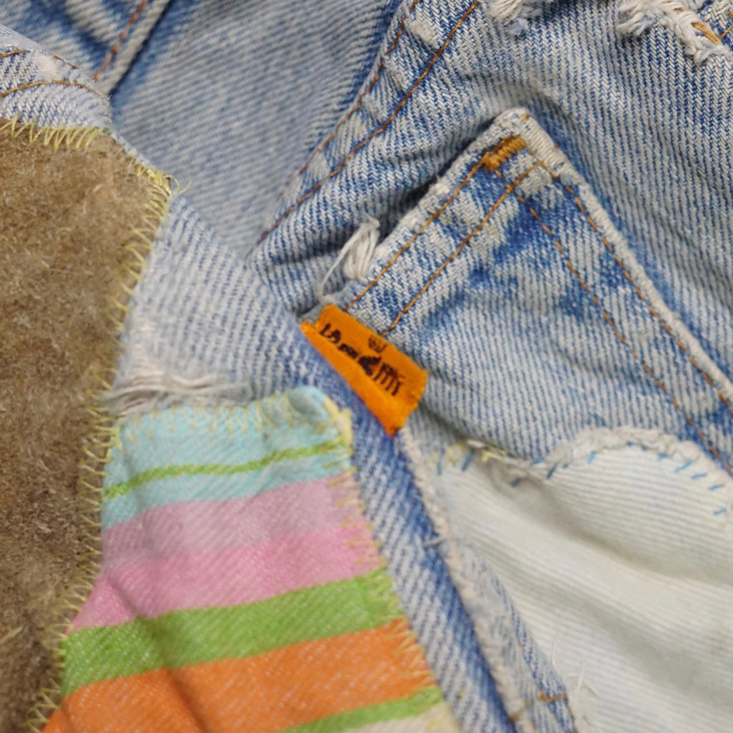 1960s Levi 646 Flares Orange Tab "Patch Work" Size: 33W/31L