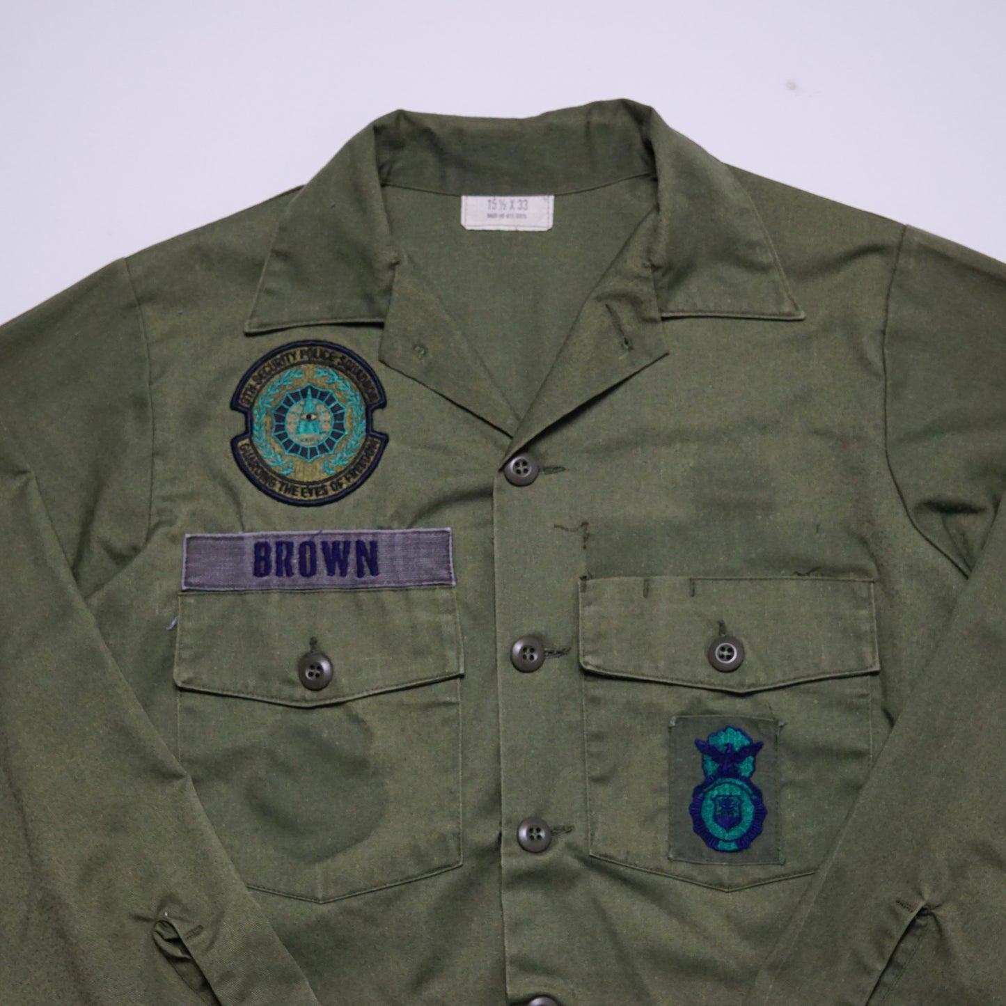 1960s Military OG-507 Fatigue Over Shirt Size: L