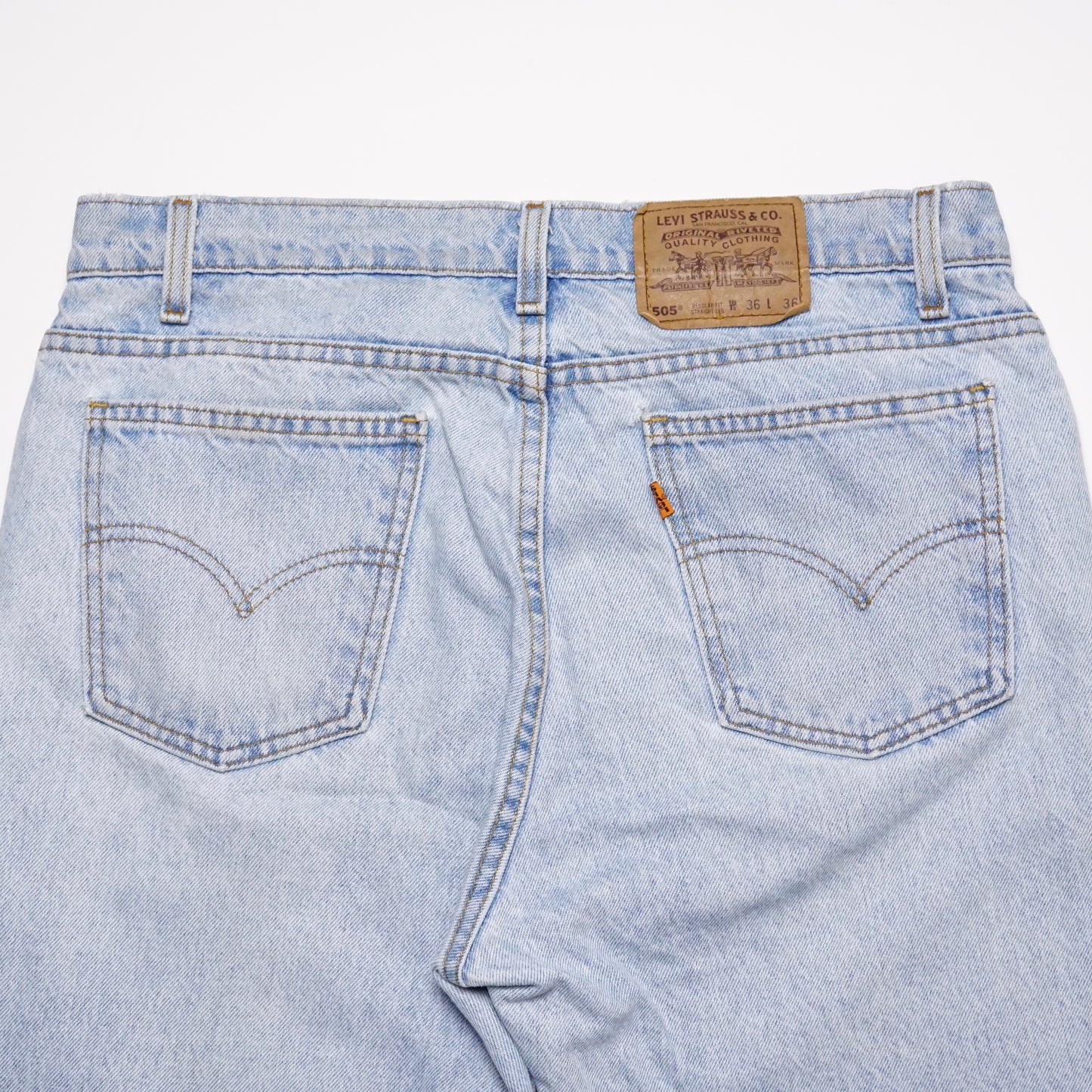 1990s Levi 505 Orange Tab "Light Wash" Size: 35W/35L