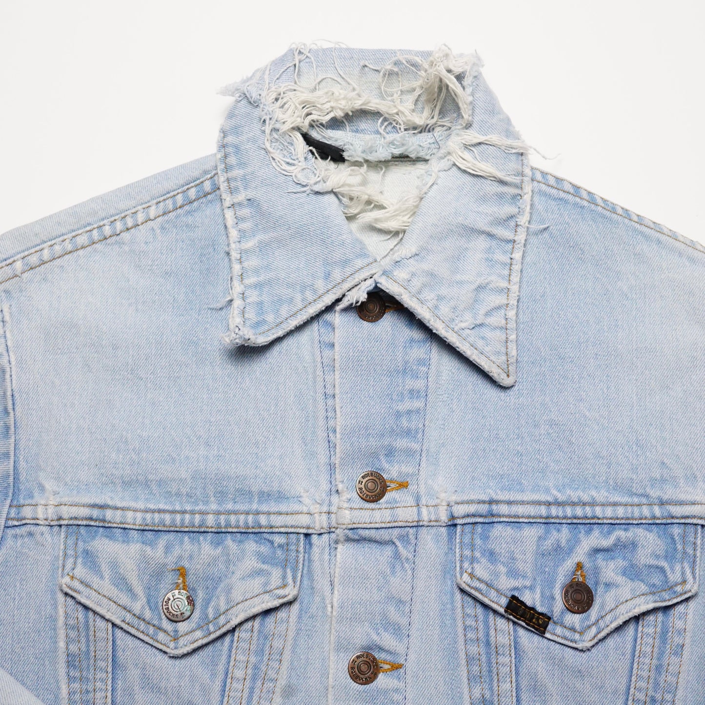 1970s Roebucks Denim Trucker Jacket "Distressed" Size: S
