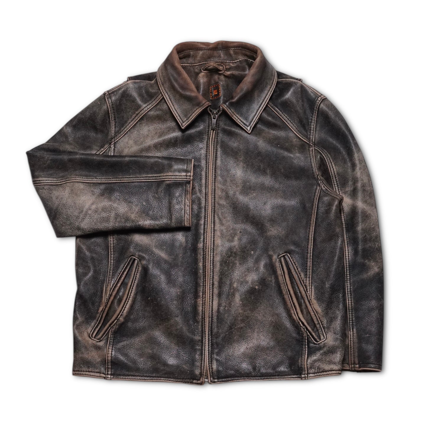 2000s Leather Jacket "Distressed" Size: M