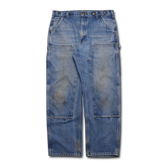 1990s Carhartt Double Knee "Light Wash" Size: 35W/30L