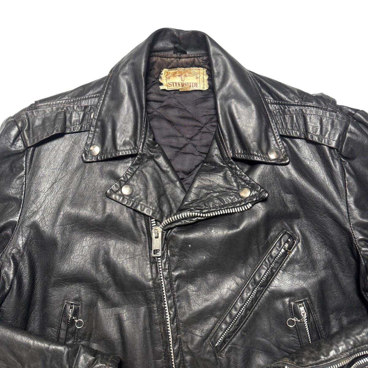 1970s Motorcycle Leather Jacket Size: M