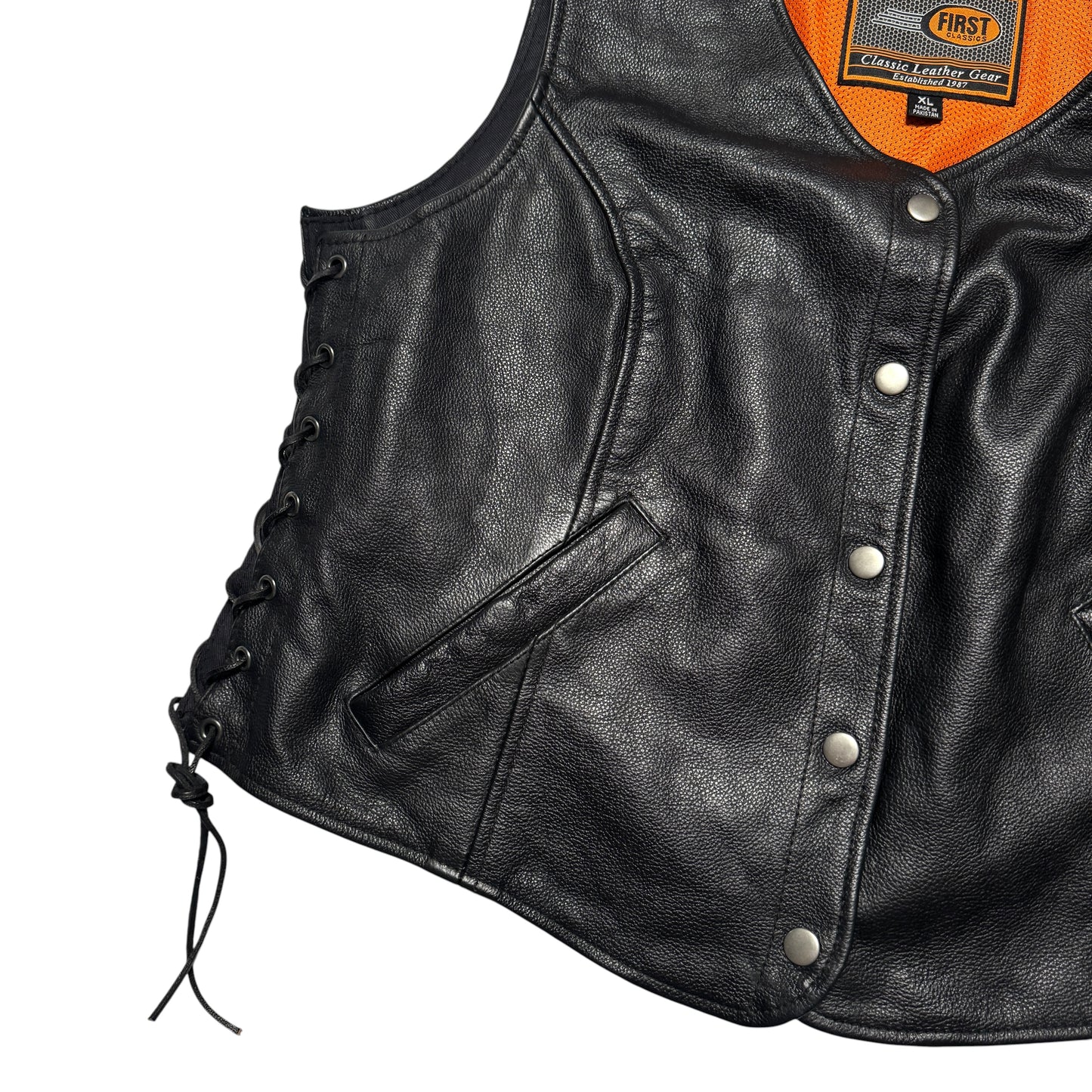 2000s Motorcycle Leather Vest Size: M/L