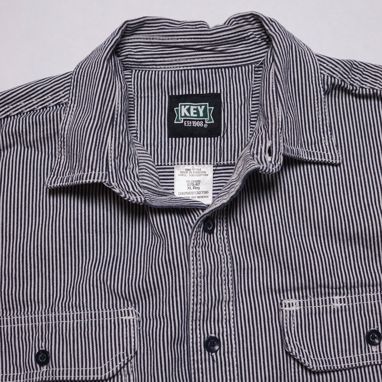 2000s Key Hickory Stripe Over Shirt Size: XL
