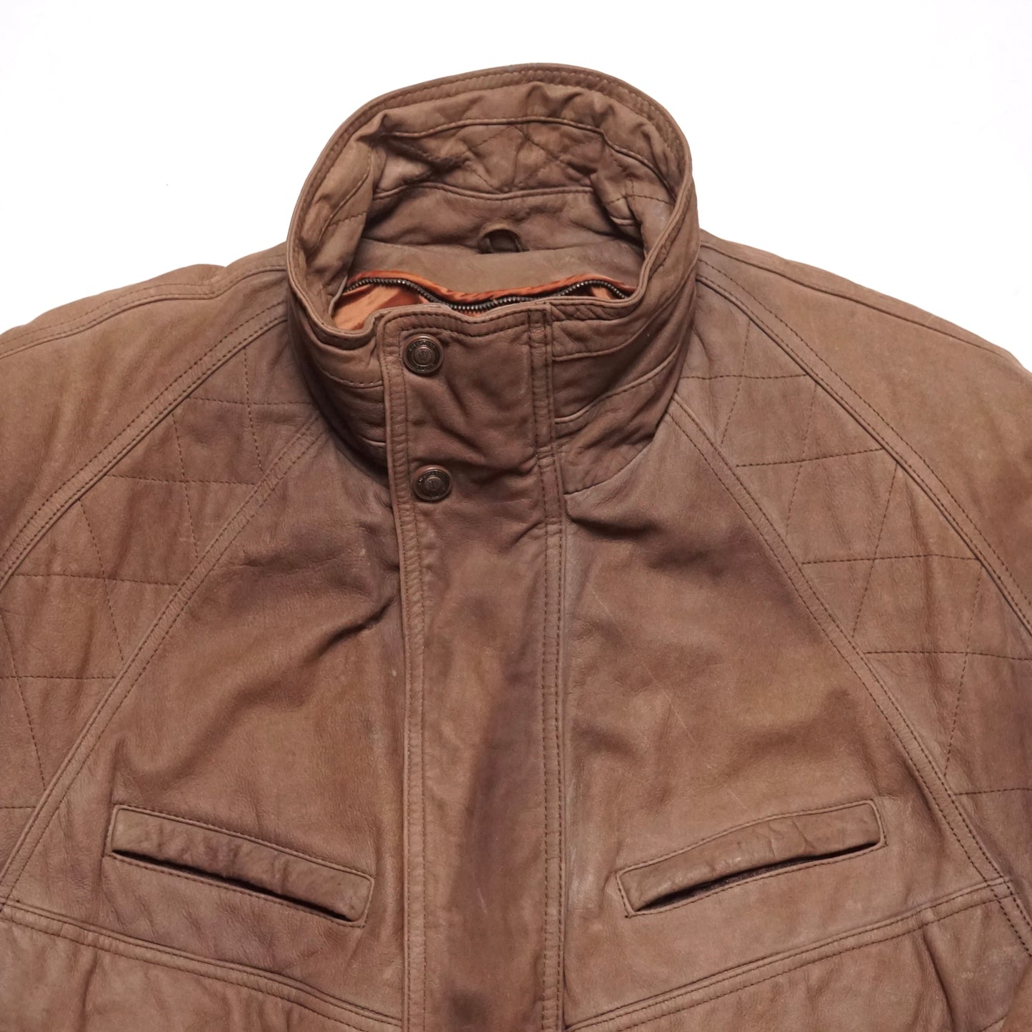 2000s Leather Bomber Jacket "Brown" Size: M