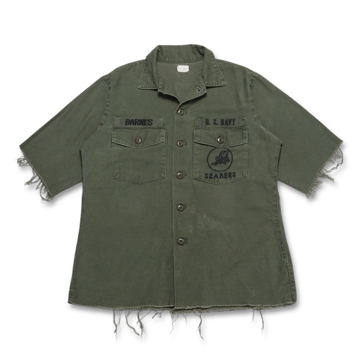1970s Military OG-107 Fatigue Over Shirt Size: L/XL