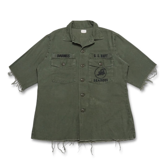 1970s Military OG-107 Fatigue Over Shirt Size: L/XL