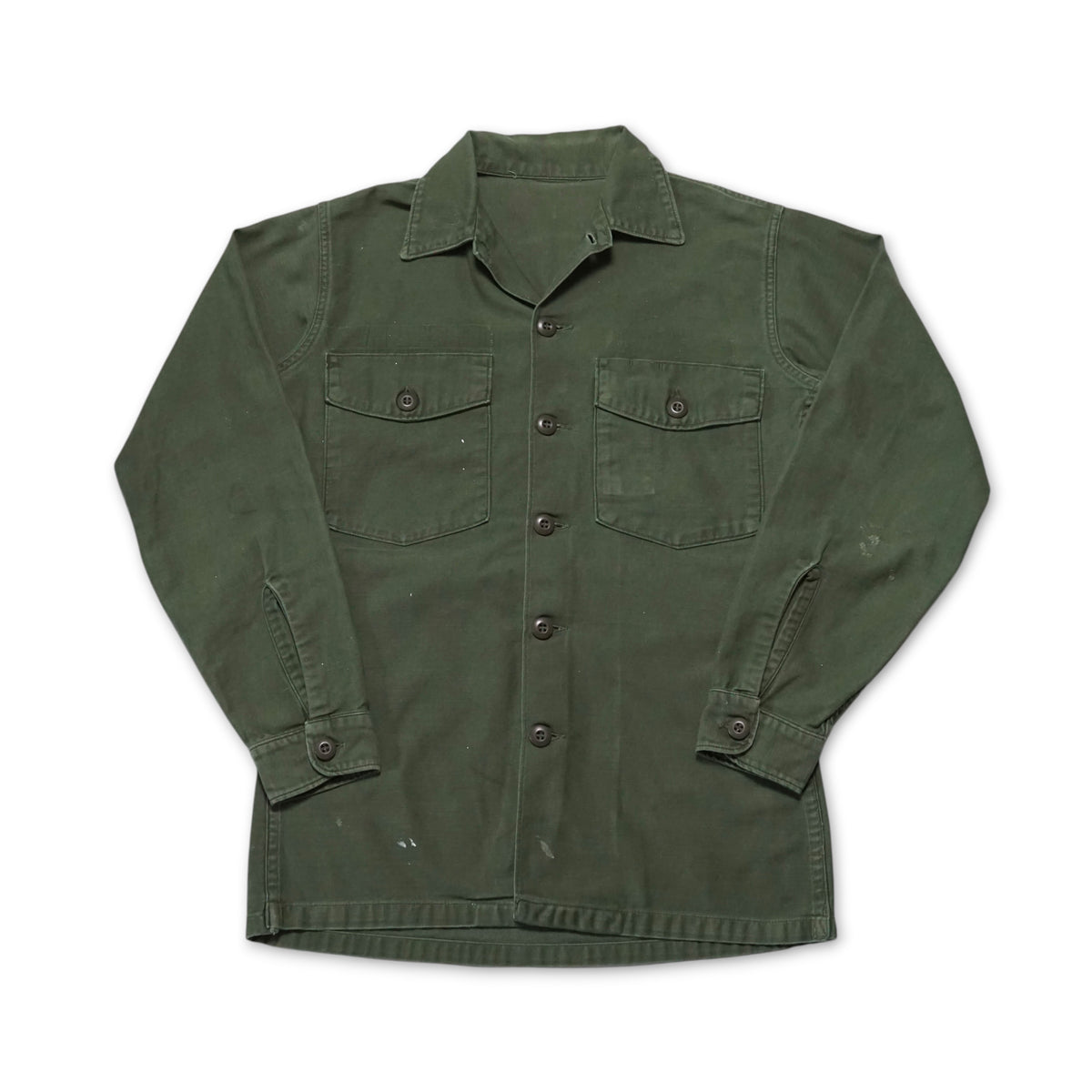 1970s Military OG-107 Fatigue Over Shirt Size: S/M