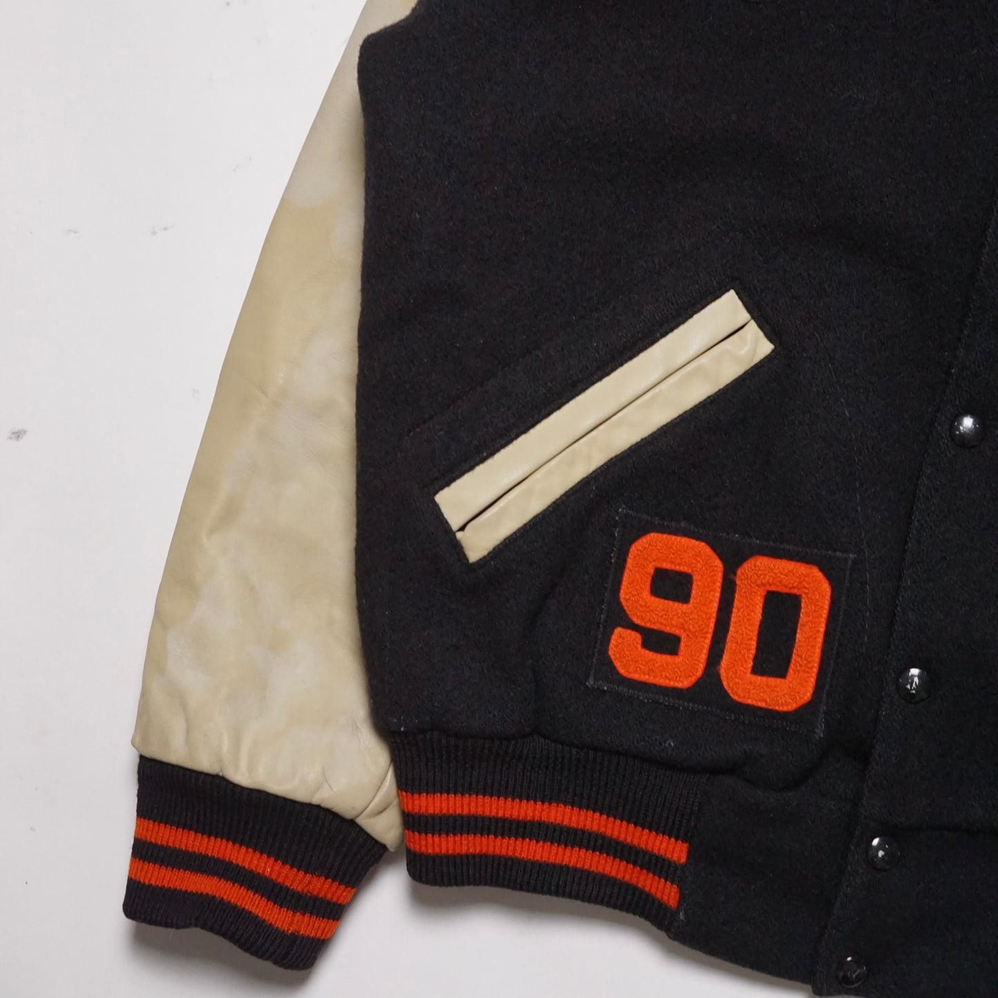 1990s Varsity Letterman Jacket "Black" Size: L