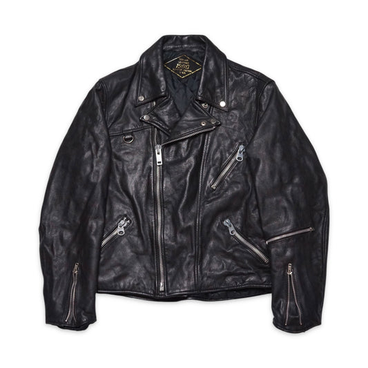 1980s Motorcycle Leather Jacket "Black" Size: S
