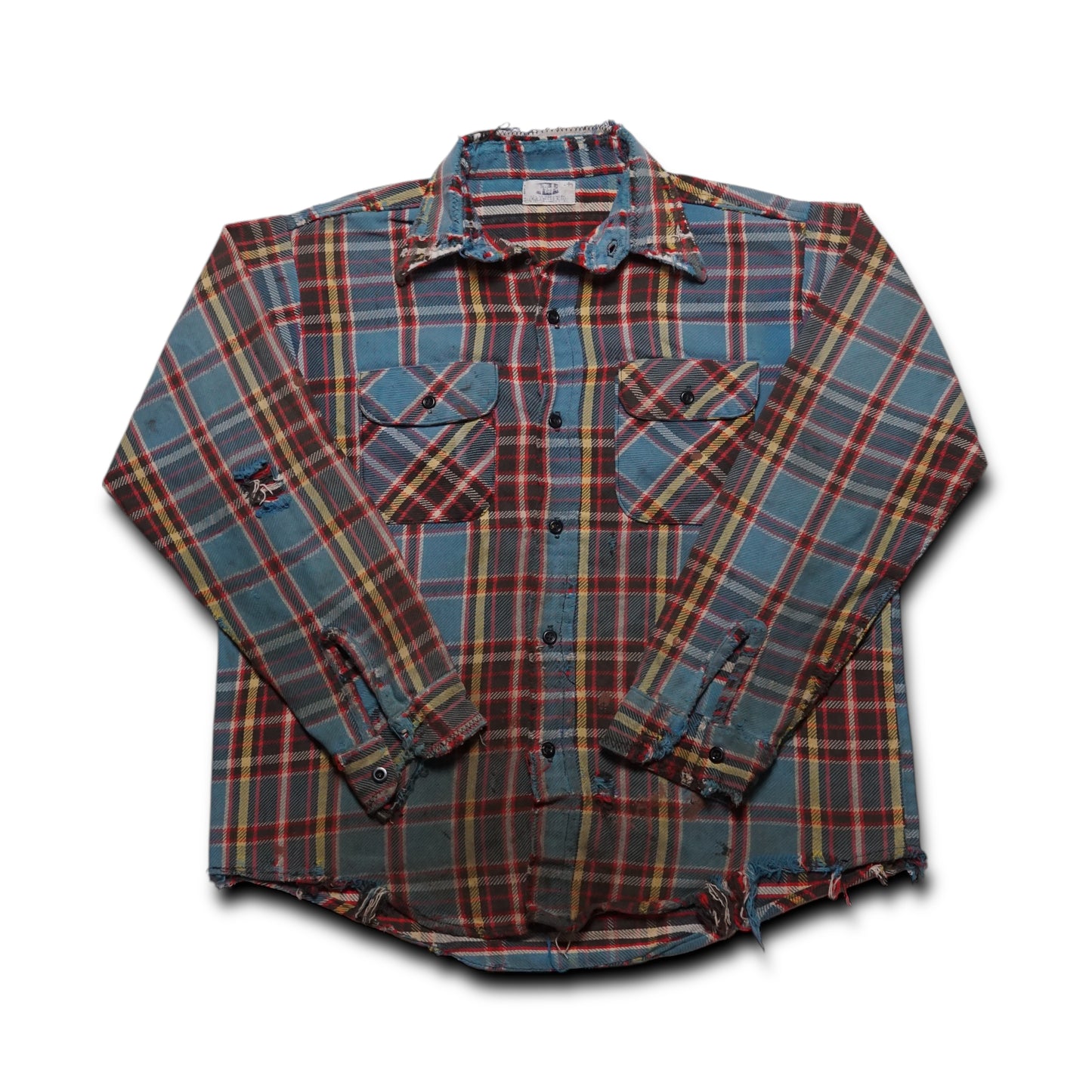 1970s Cotton Flannel "Distressed" Size: L