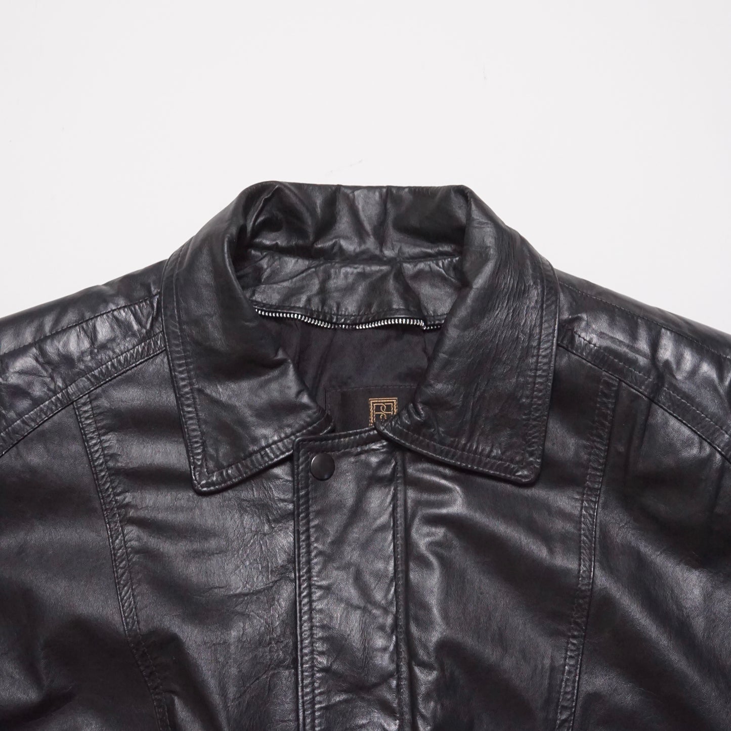 1990s Leather Bomber Jacket "Black" Size: M/L