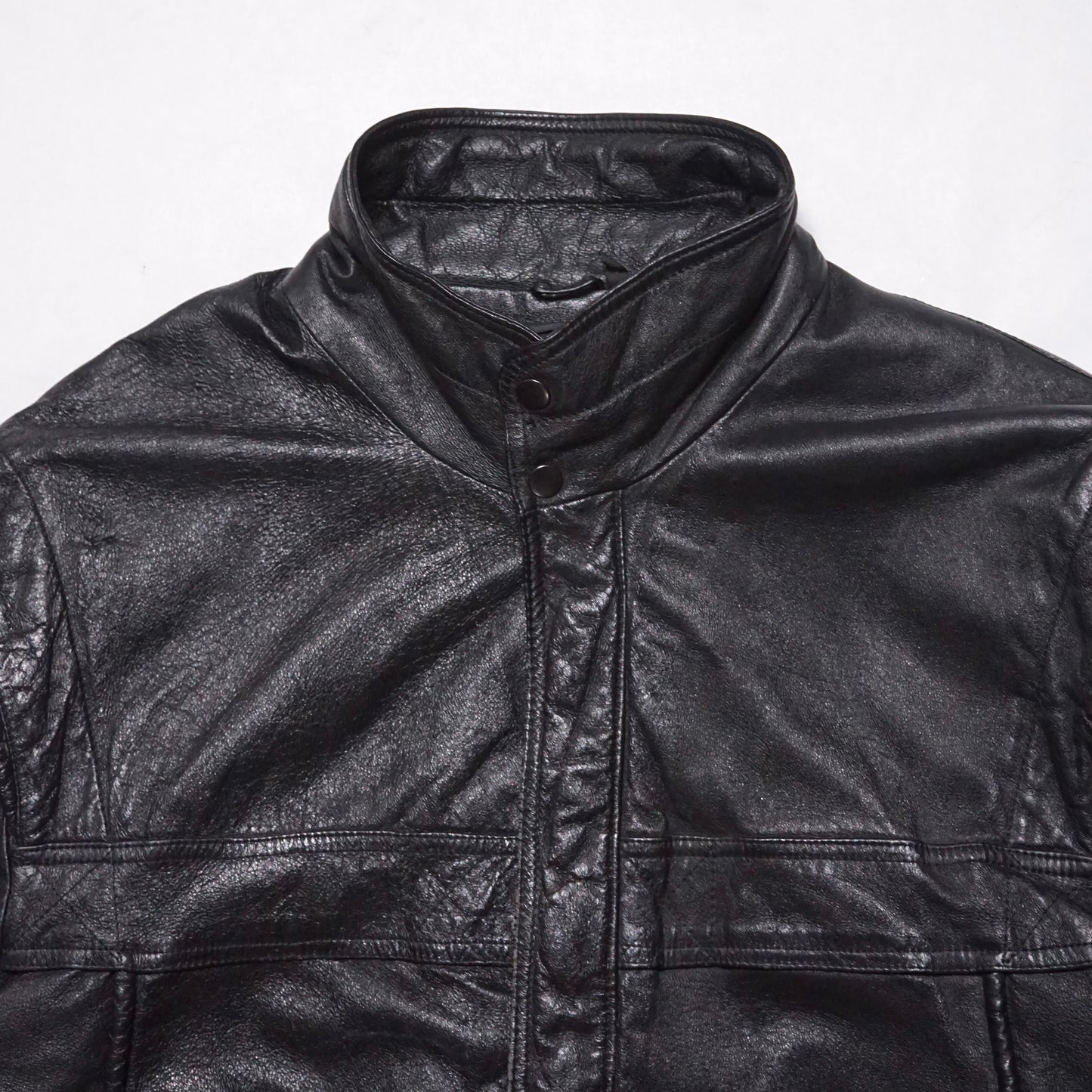 1980s Leather Bomber Jacket "Black" Size: M