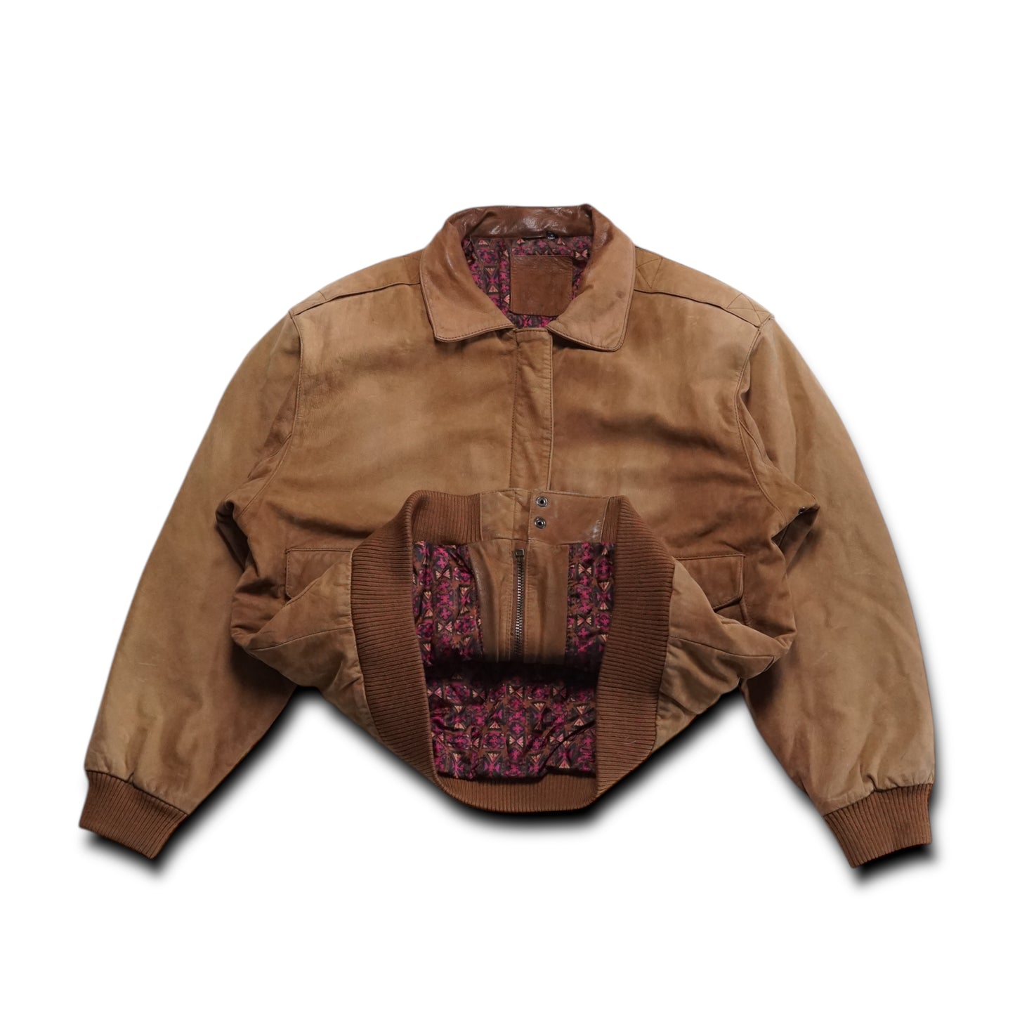 1990s Leather Bomber Jacket Size: L
