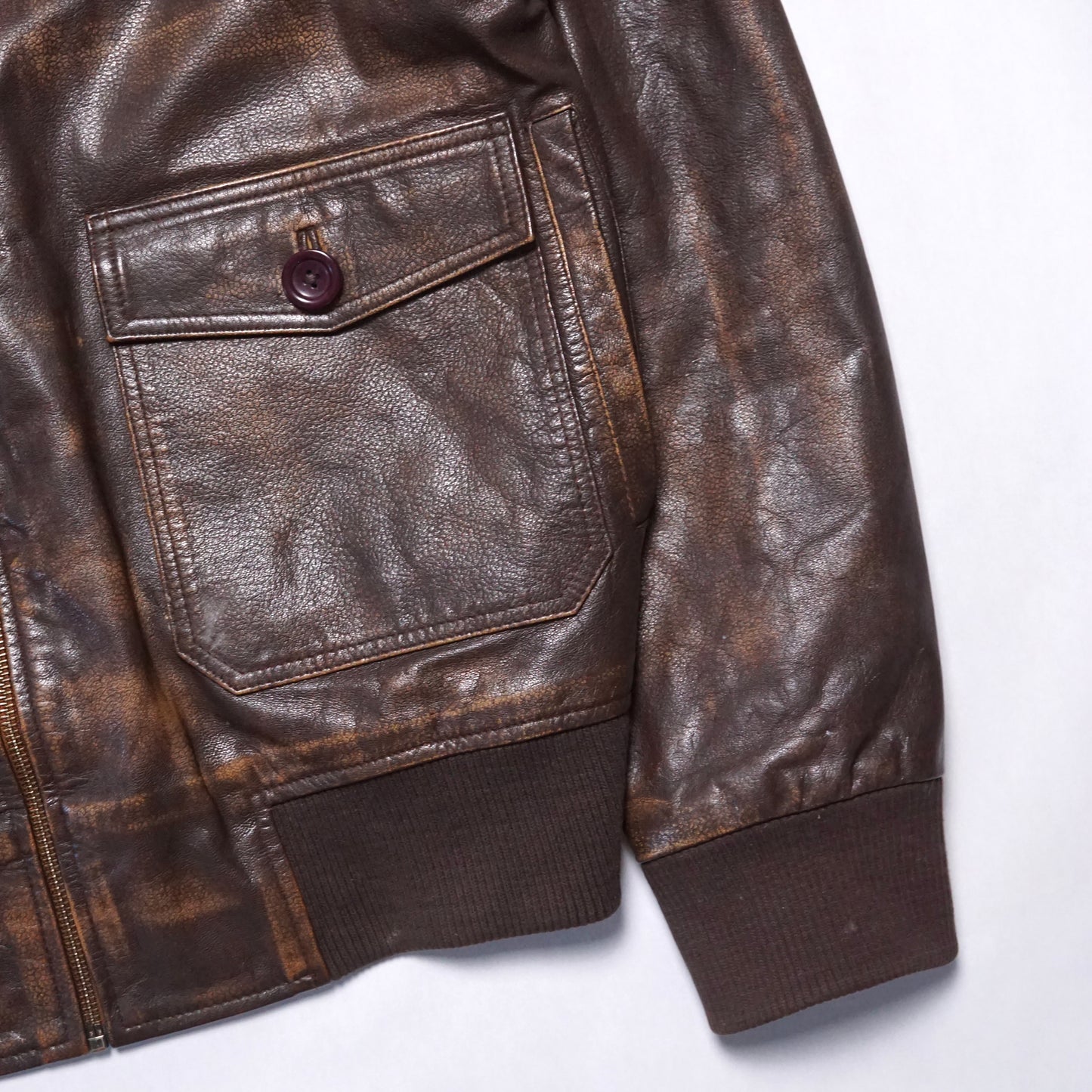 1980s Leather Bomber Jacket "Brown" Size: L/XL