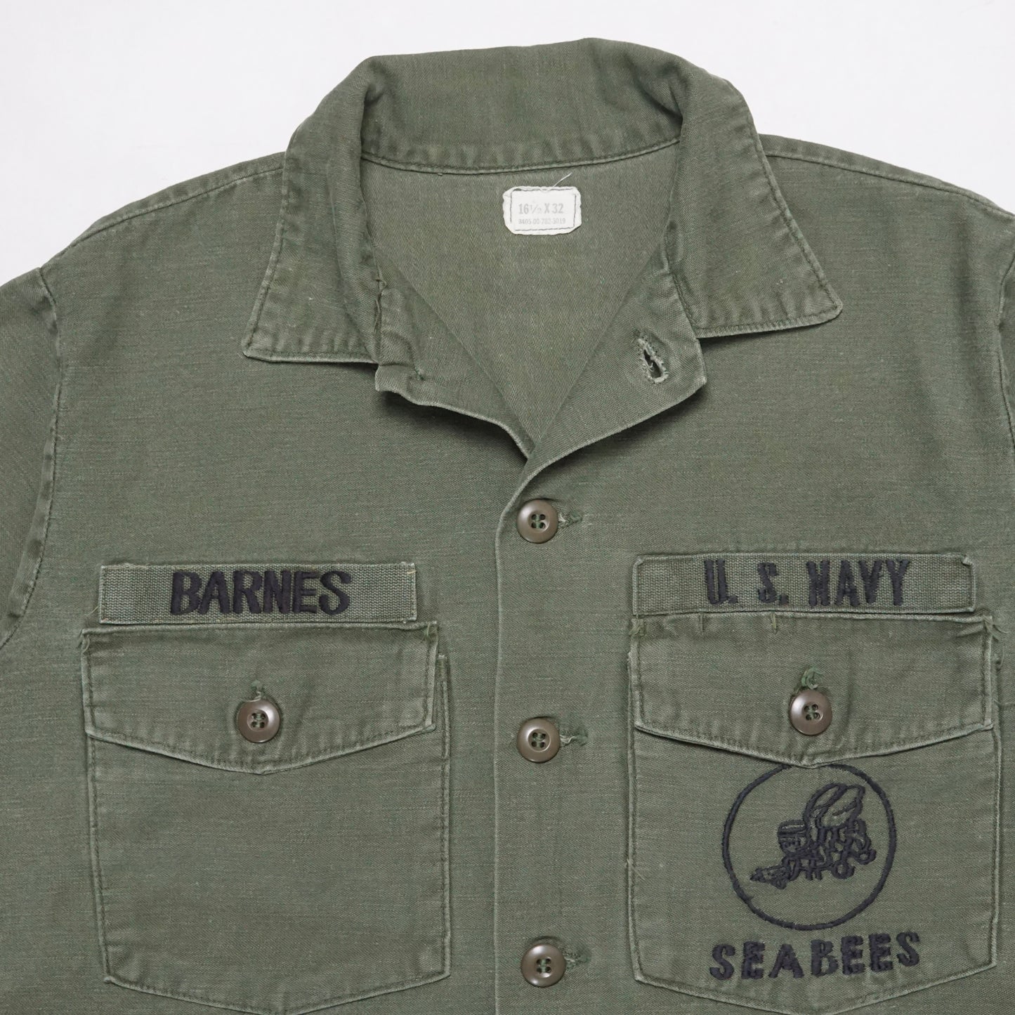1970s Military OG-107 Fatigue Over Shirt Size: L/XL