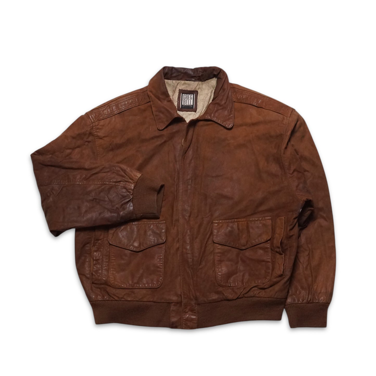 1980s Leather Bomber Jacket “Brown”Size: L
