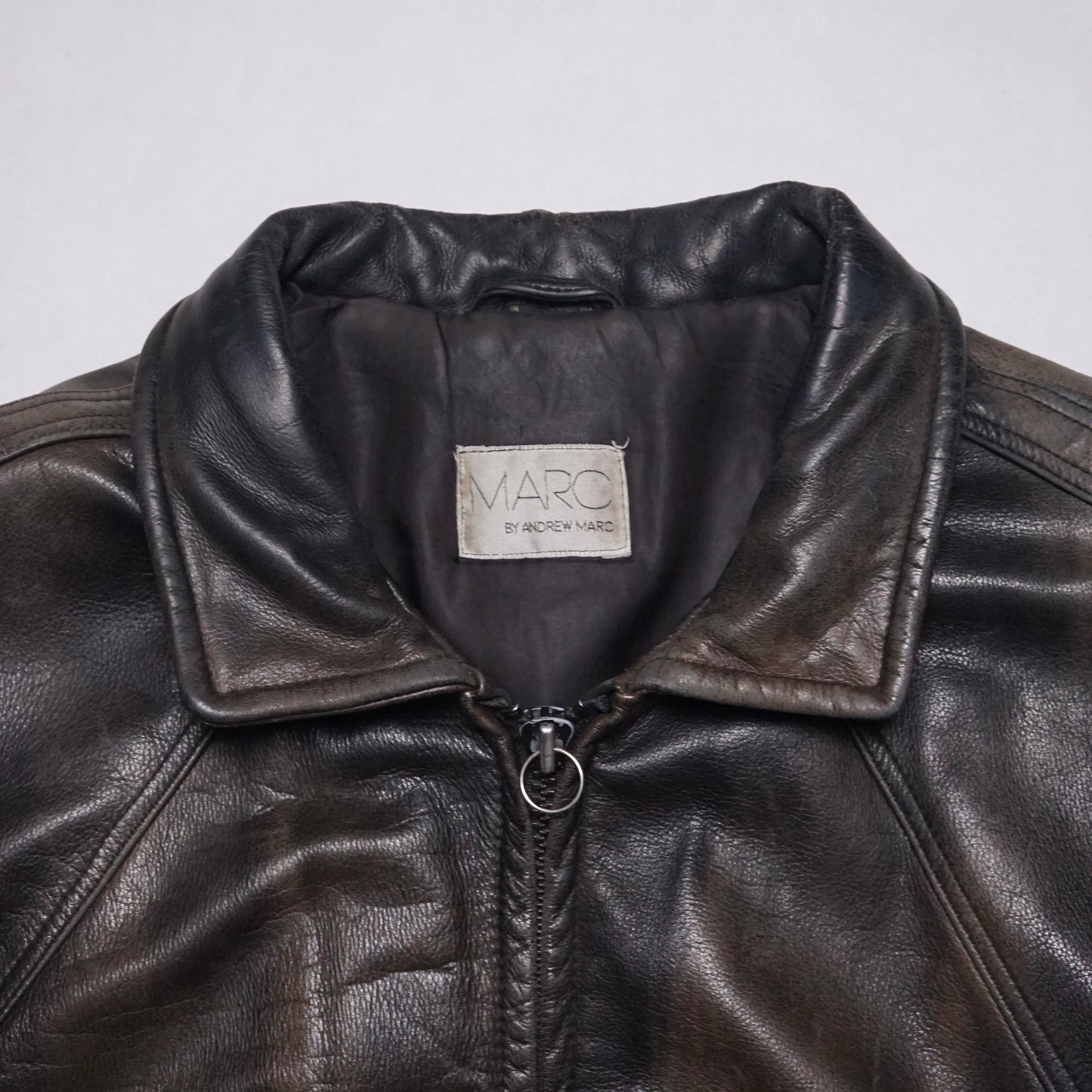 1980s Andrew Marc Leather Jacket "Black" Size: M