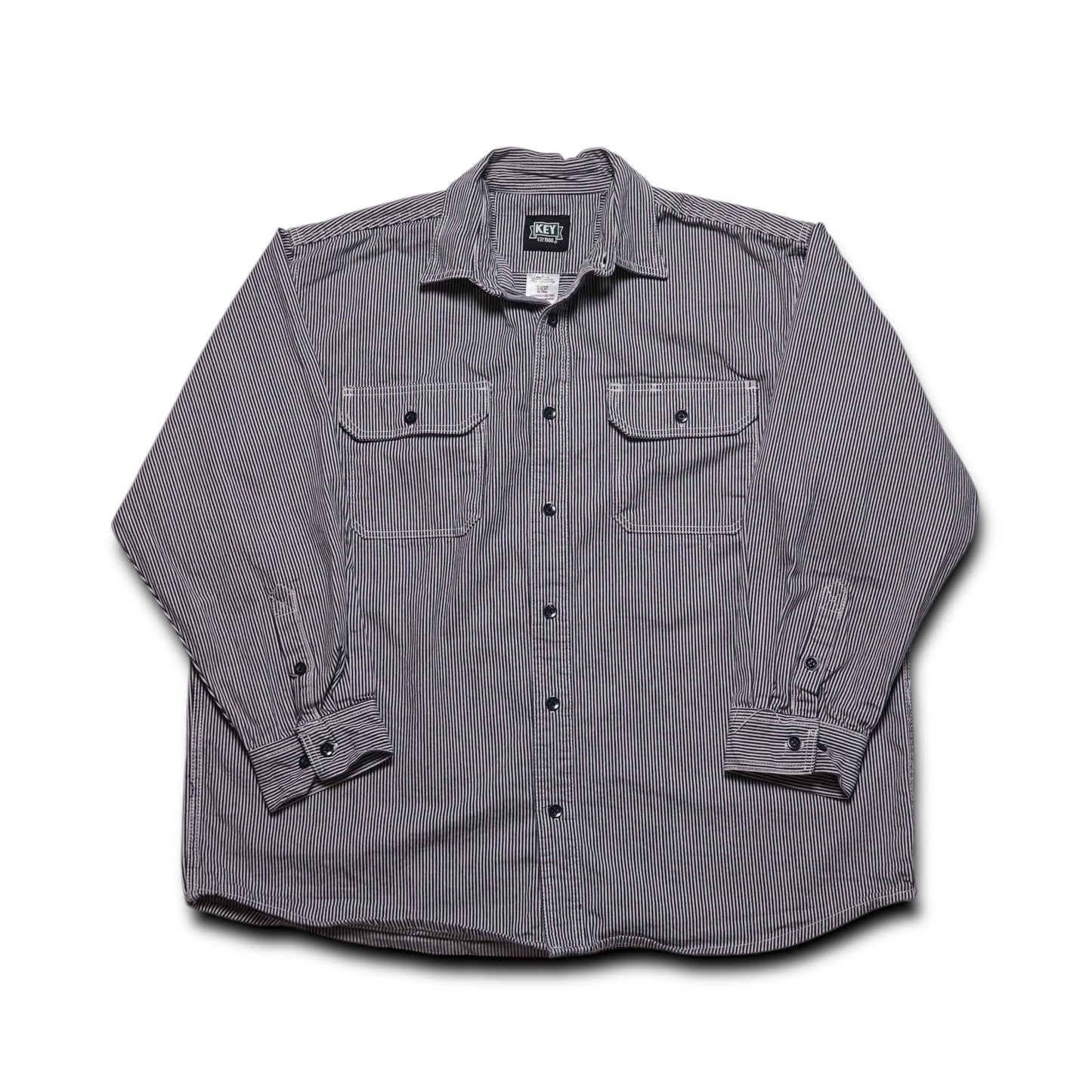 2000s Key Hickory Stripe Over Shirt Size: XL