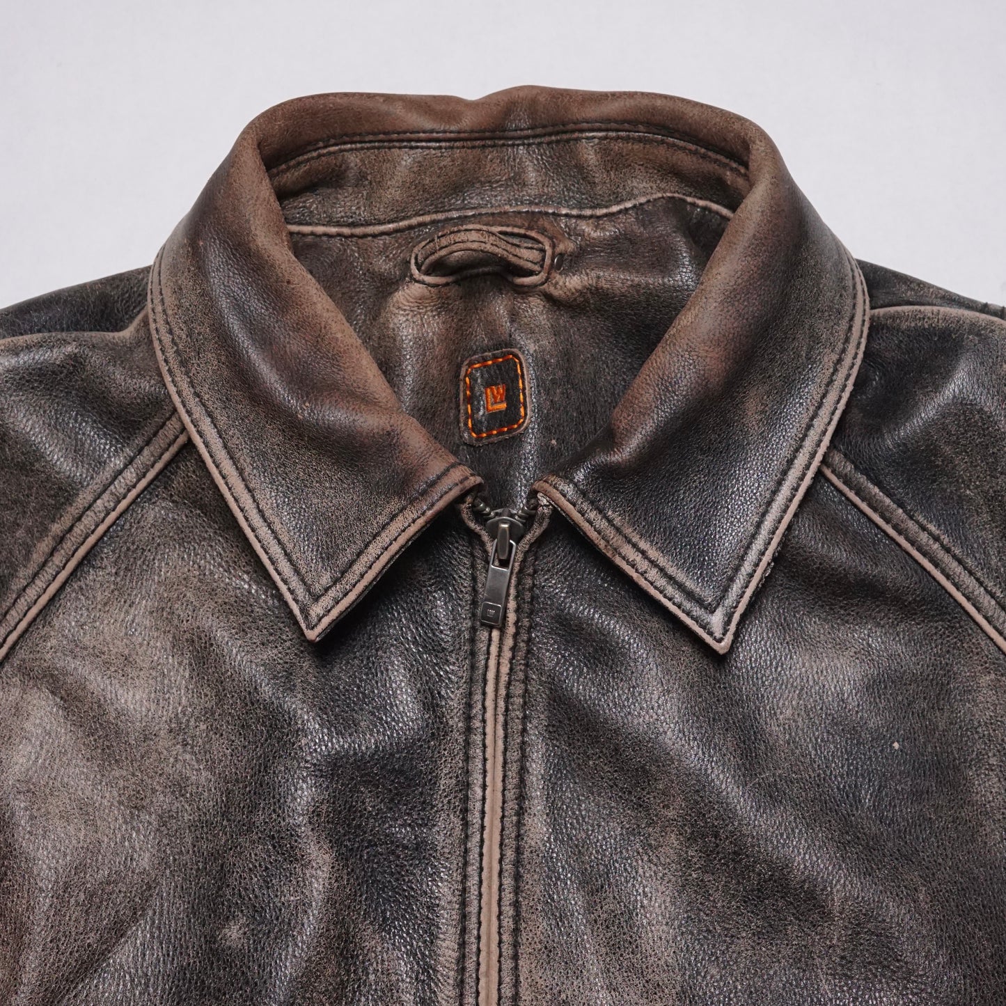 2000s Leather Jacket "Distressed" Size: M