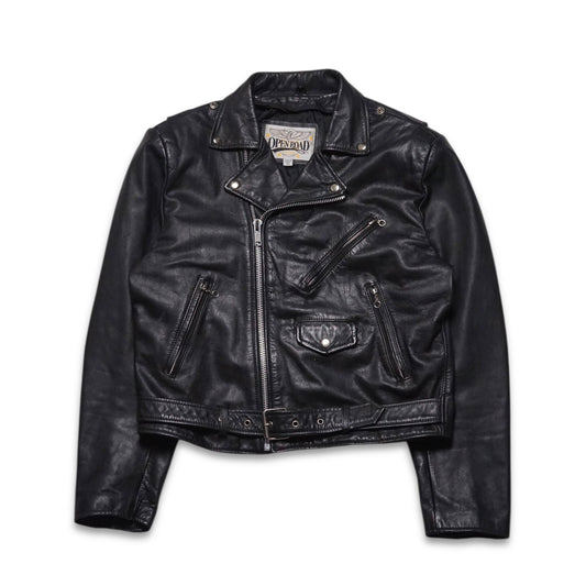 1980s Motorcycle Leather Jacket Size: L/XL