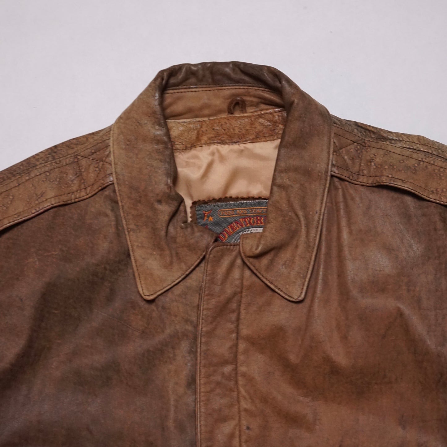 2000s Leather Bomber Jacket “Brown” Size: XL
