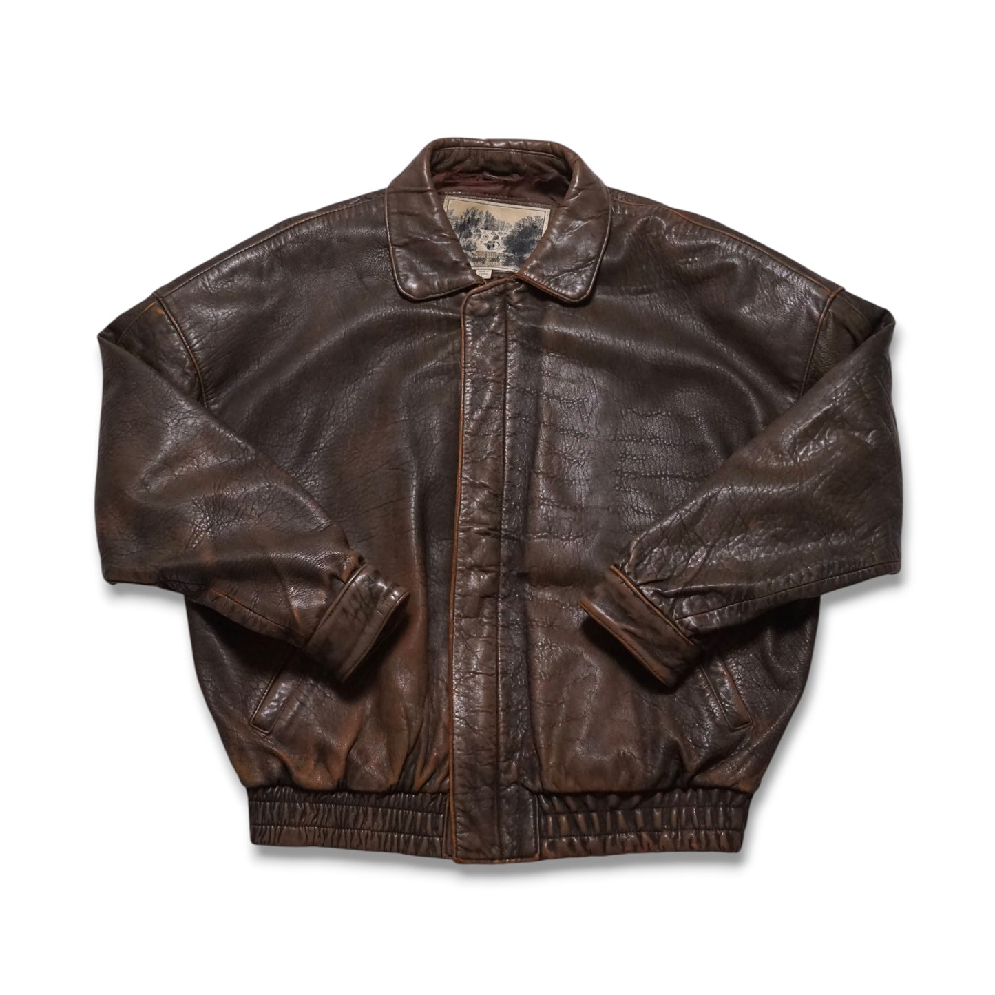 1980s Leather Bomber Jacket "Brown" Size: XL
