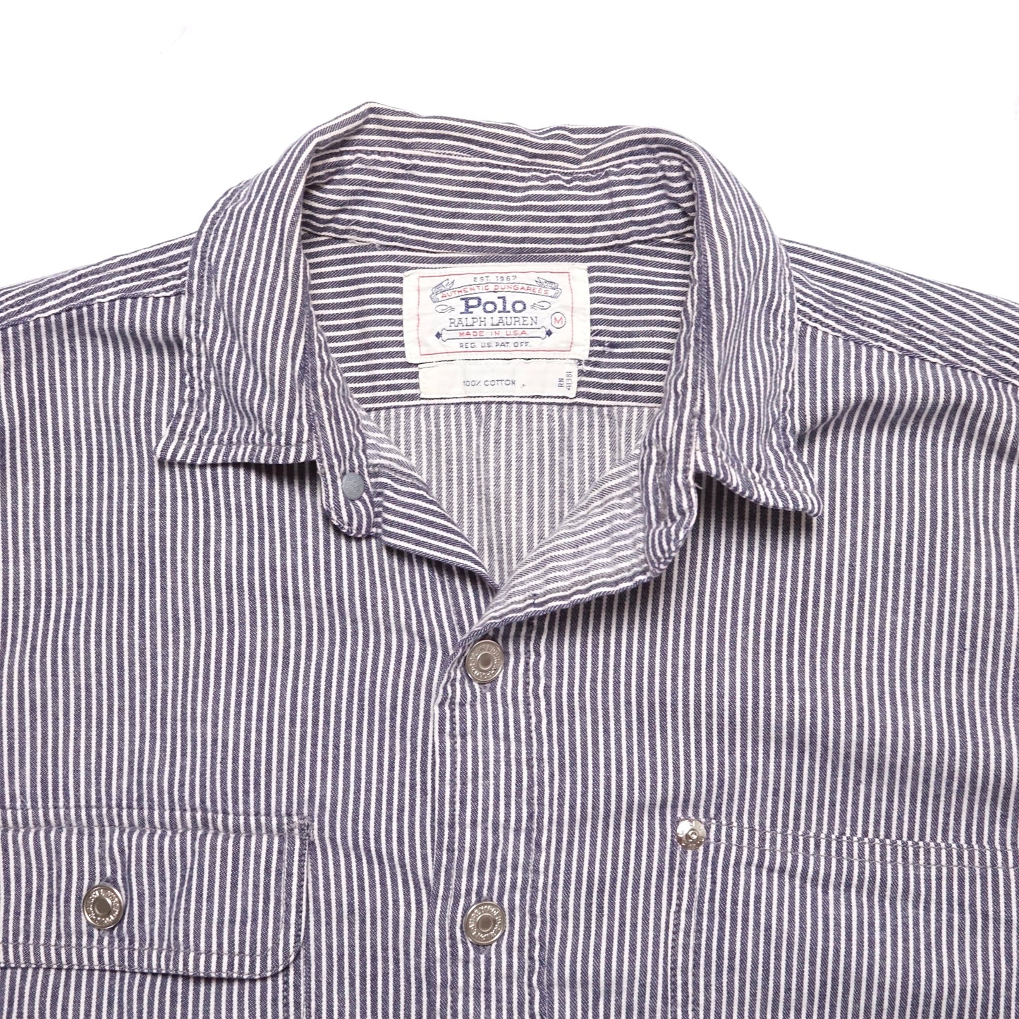 1990s Polo Hickory Stripe Over Shirt Size: M