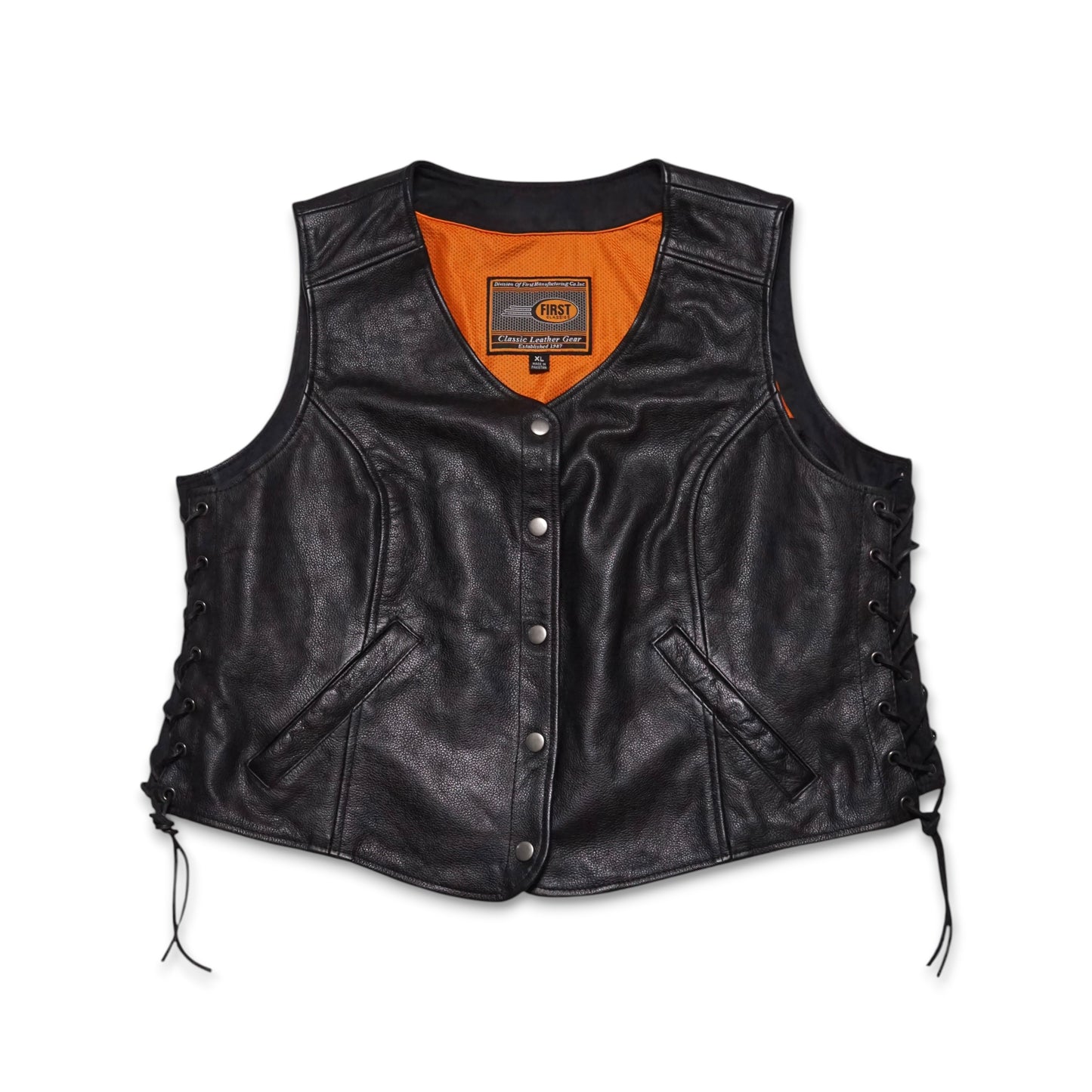 2000s Motorcycle Leather Vest Size: M/L