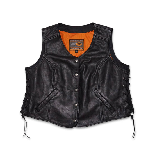 2000s Motorcycle Leather Vest Size: M/L