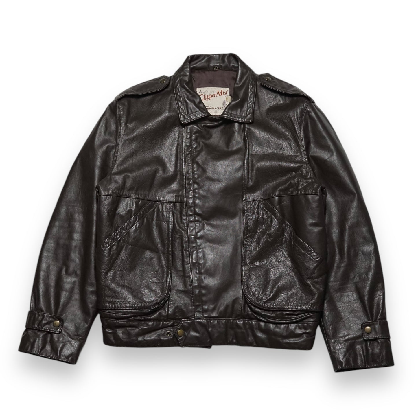 1980s London Leather Jacket "Brown" Size: L