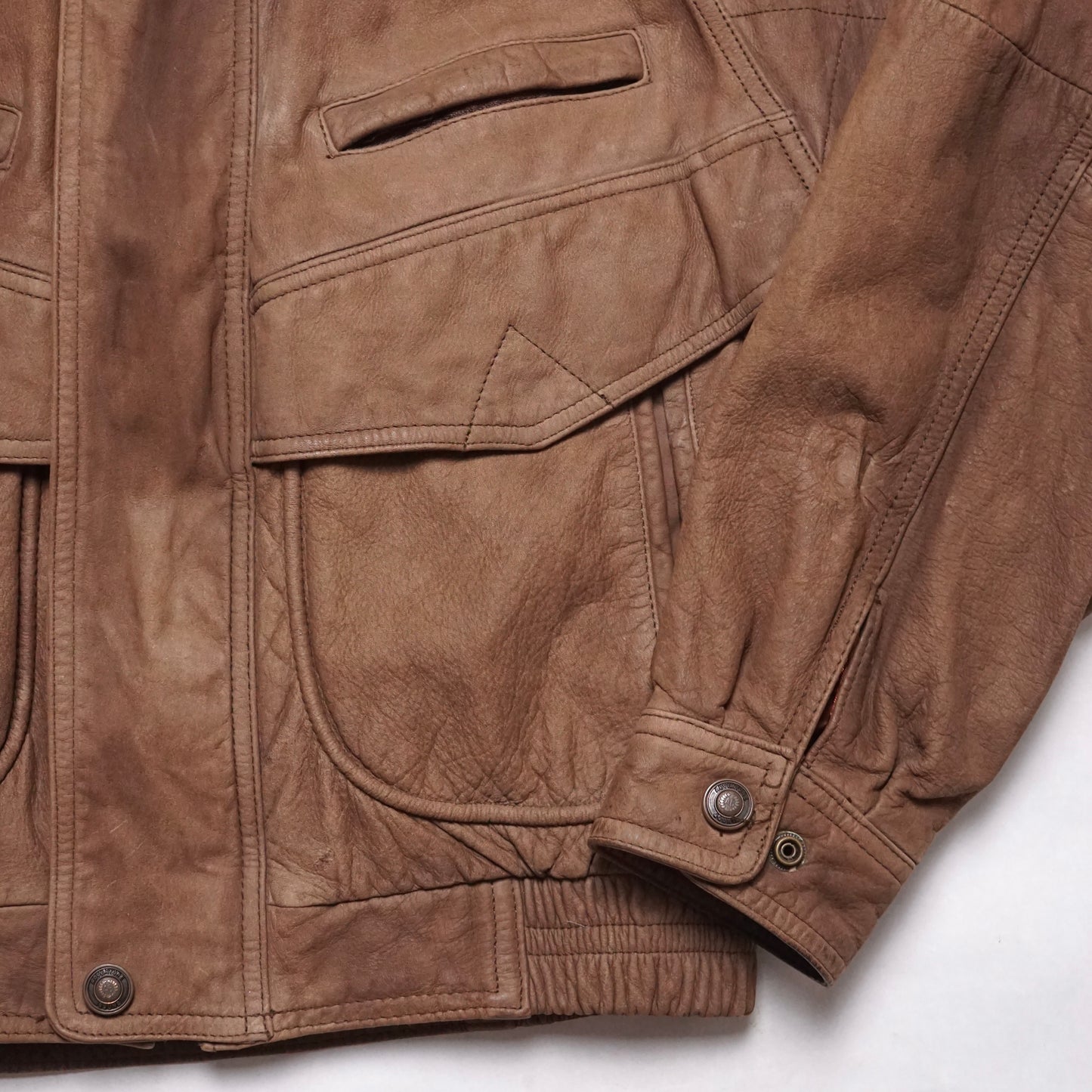 2000s Leather Bomber Jacket "Brown" Size: M