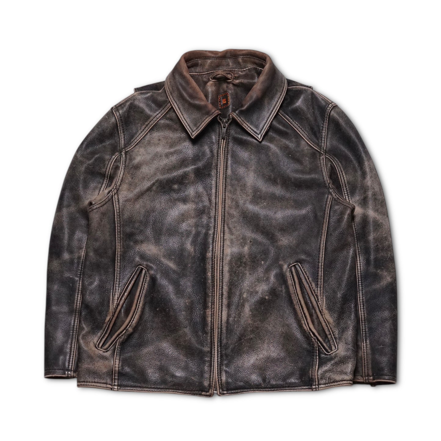 2000s Leather Jacket "Distressed" Size: M