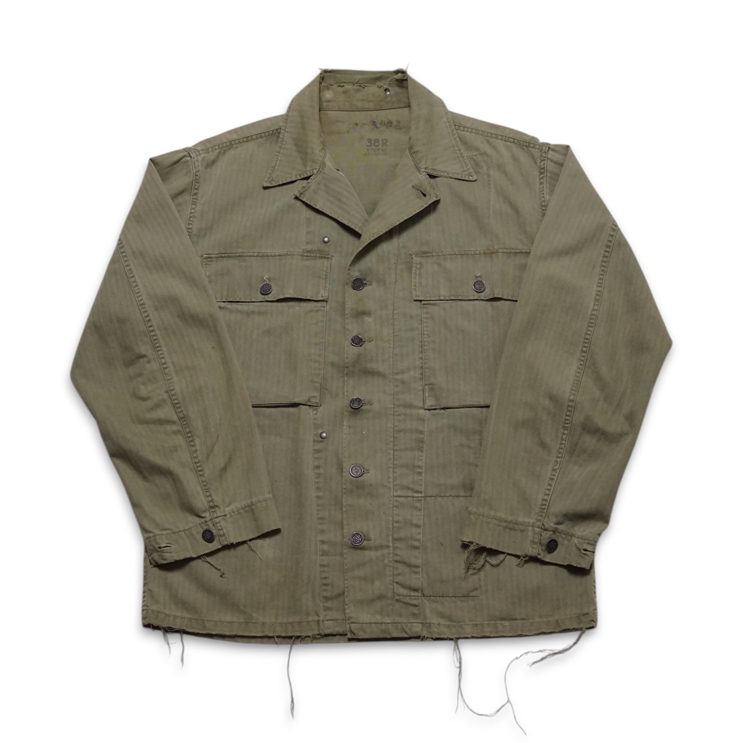1940s Military Herringbone Twill Jacket Size: L
