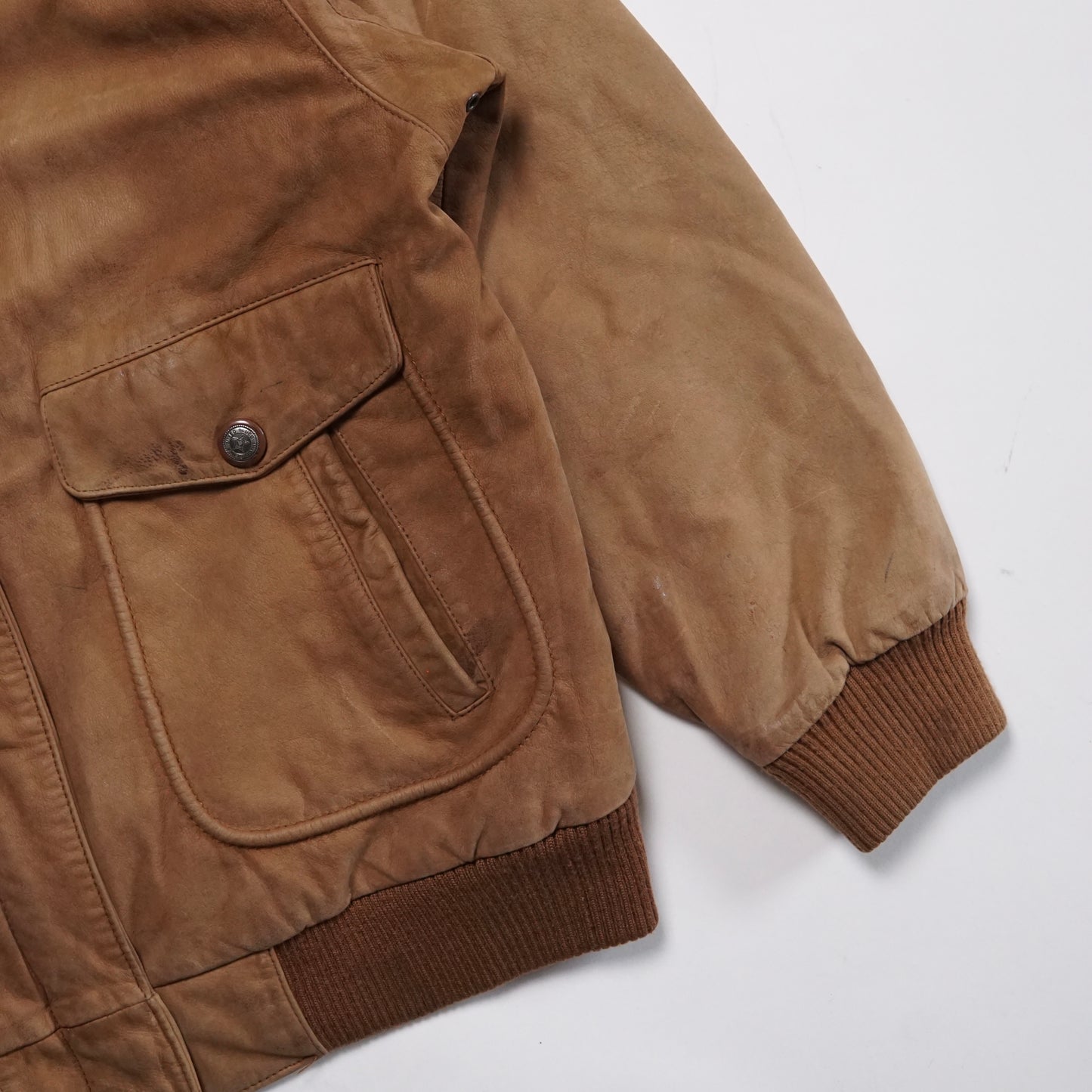 1990s Leather Bomber Jacket Size: L