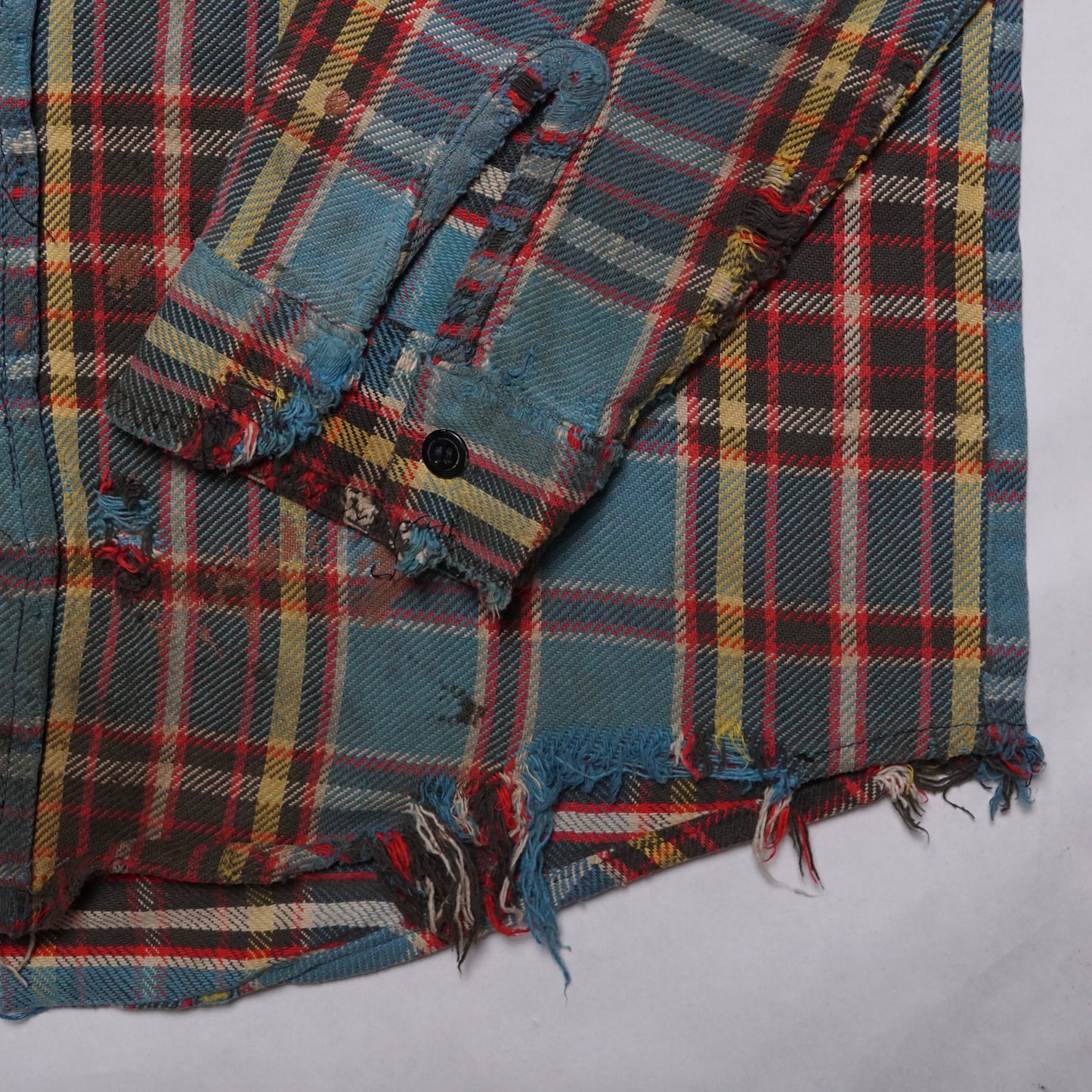 1970s Cotton Flannel "Distressed" Size: L