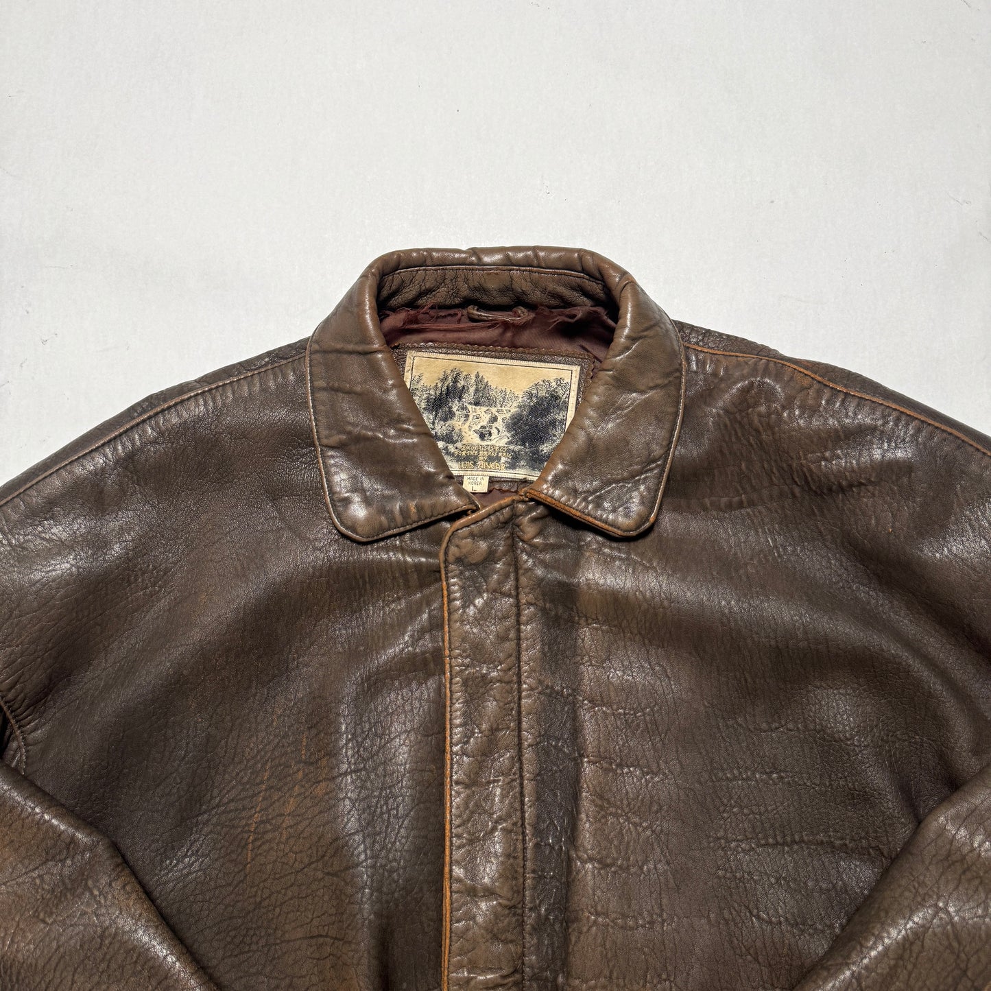 1980s Leather Bomber Jacket "Brown" Size: XL